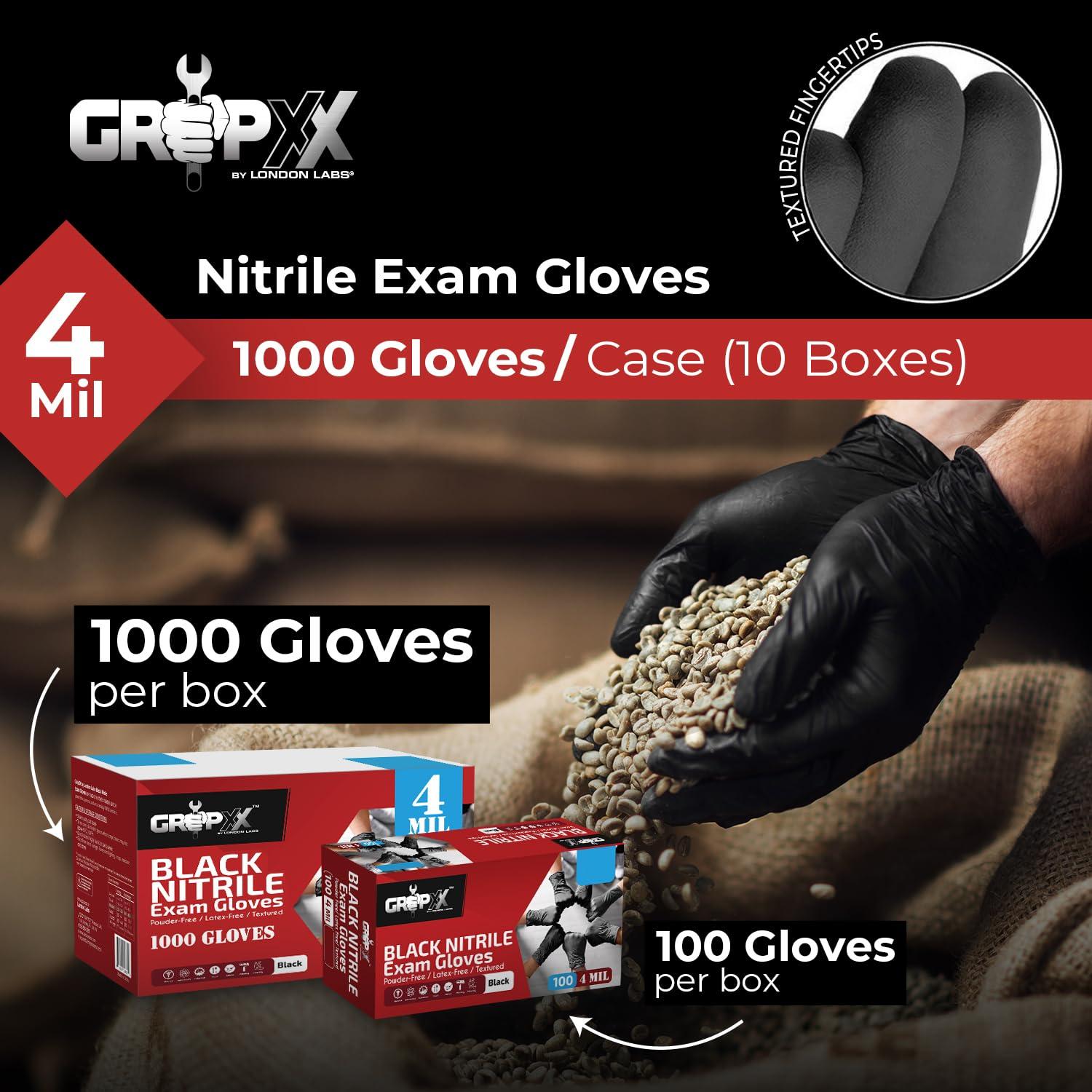 London Labs Black Nitrile Gloves Disposable Latex Free & Powder Free, 4 Mil Rubber Glove, Cleaning, Cooking, Mechanic(XS-XXL) - Image 2