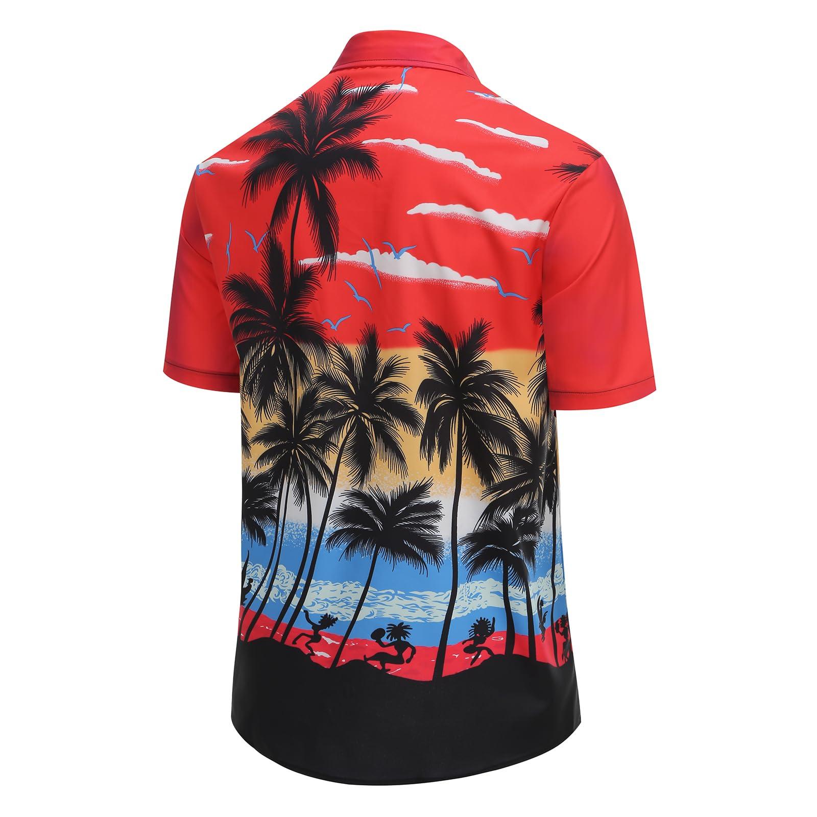 HAPNBCELE Hawaiian Shirt for Men Summer Short Sleeve Button Down Men's Beach Shirts Casual Floral Shirts Cotton - Image 2