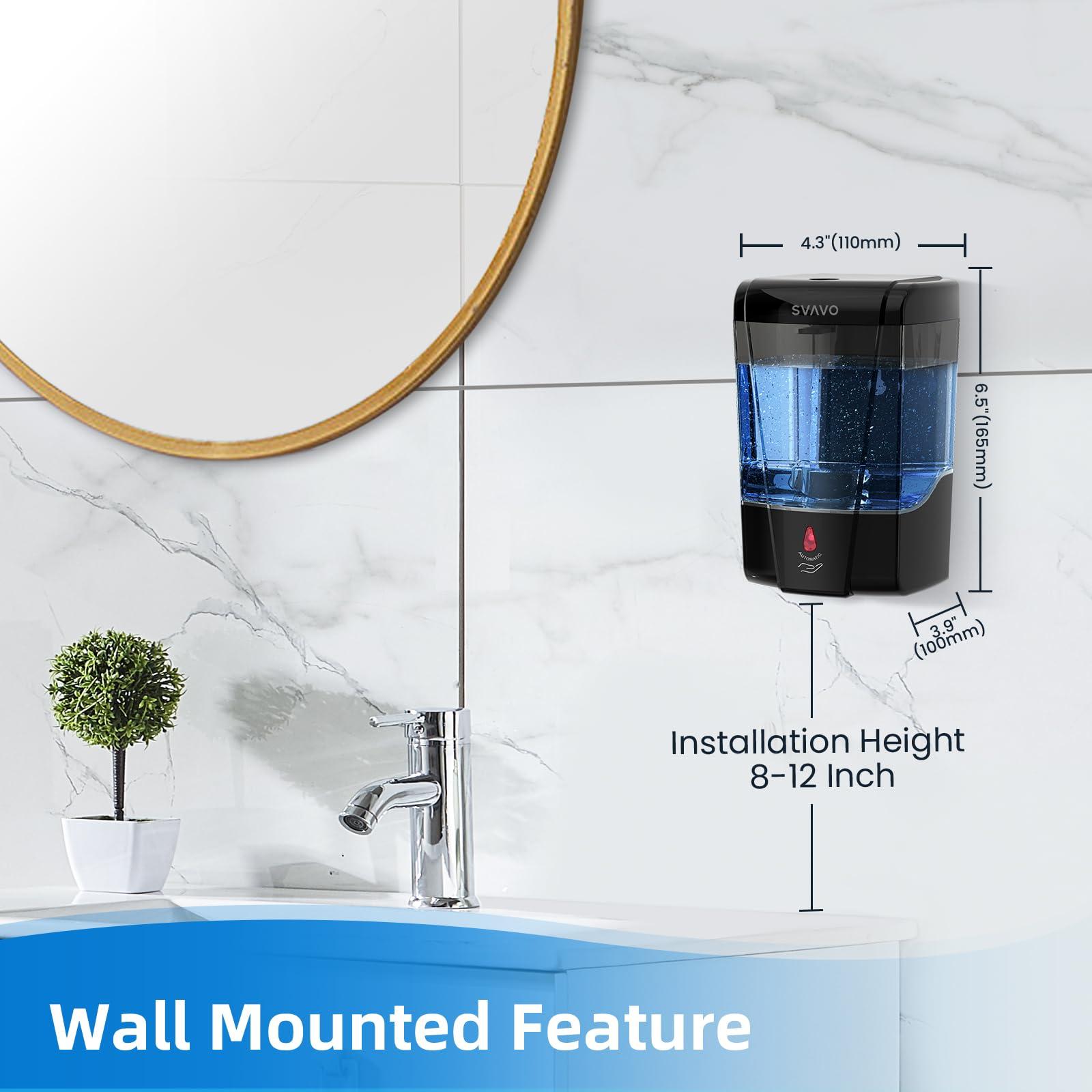 SVAVO Automatic Soap Dispenser Hand Soap Dispenser Wall Mount 600m/21 fl.oz, Touchless Electric Sensor Pump Battery Operated for Offices Home Kitchen Bathroom Hotel Restaurant Commercial - Image 2