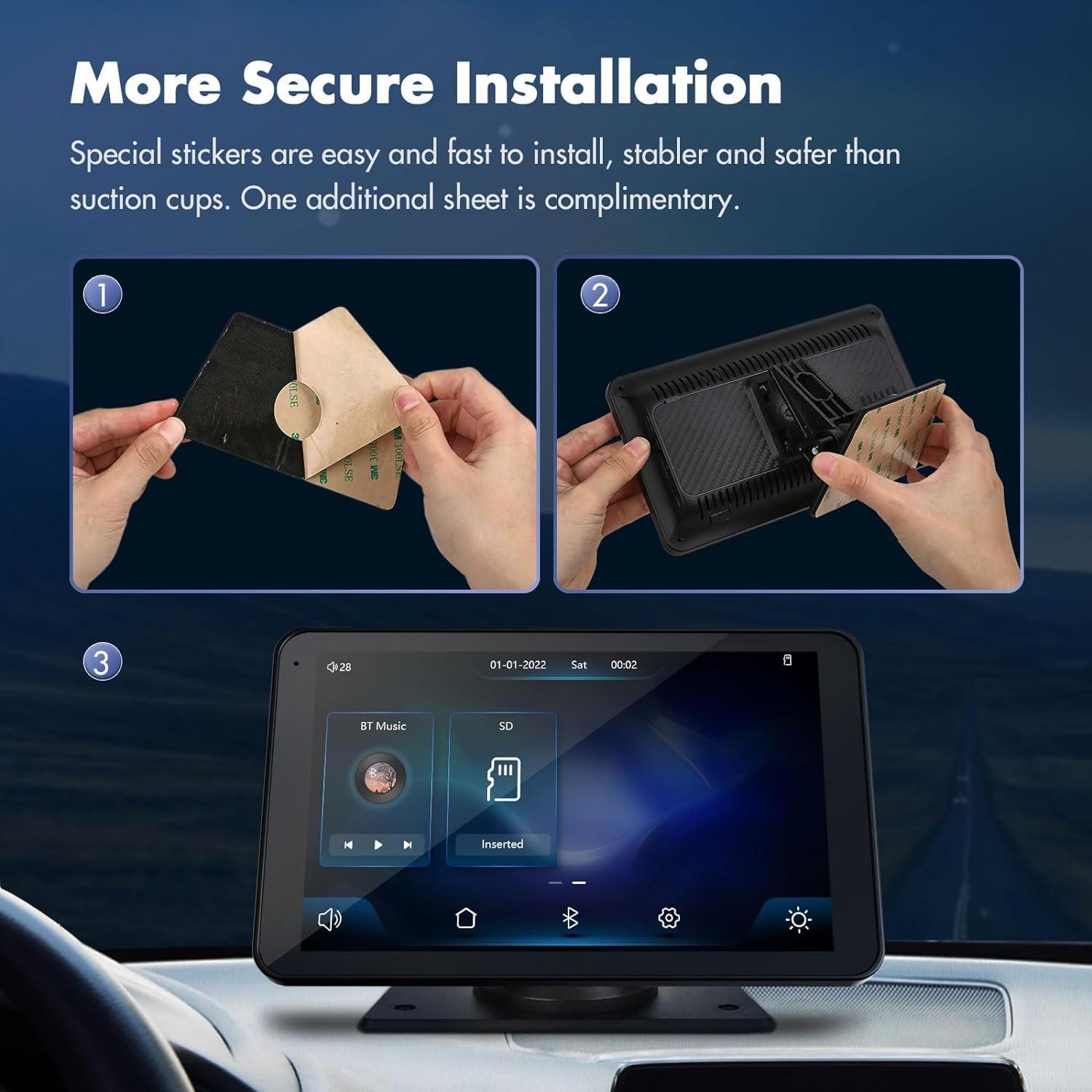 Eleacc Portable Wireless Carplay Car Stereo, 7" HD Touchscreen for Car with Apple CarPlay & Android Auto with Mirror Link/Backup Camera/Siri/Bluetooth/Navigation/AUX for All Vehicles - Image 9