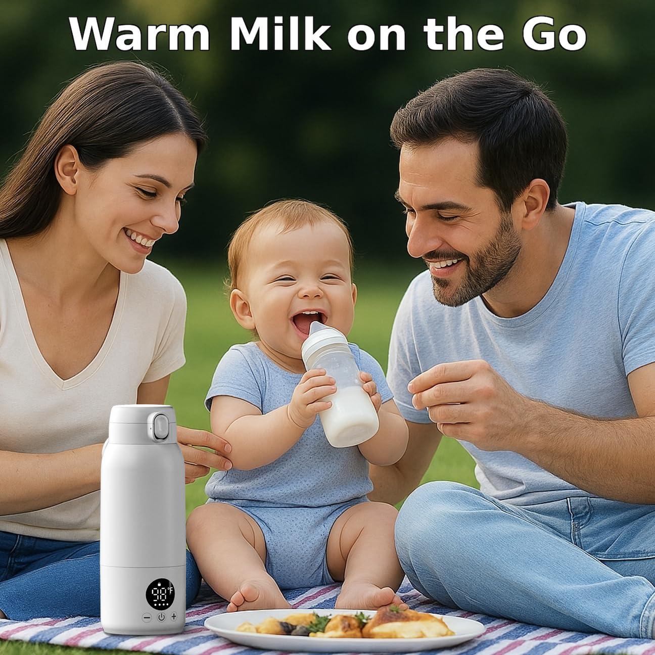 Koalababy Portable Bottle Warmer – Fast Heating Milk Warmer for Travel, Breast Milk & Formula, 17oz Leak-Proof Stainless Steel, IPX6 Waterproof, Rechargeable with Long Battery Life - Image 2