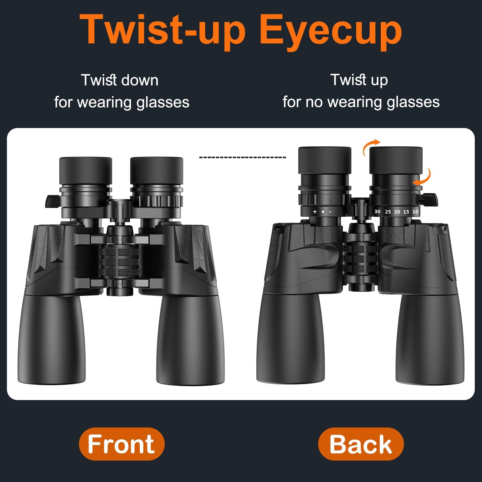 10-30×50 HD Zoom Binoculars for Adults with Upgraded Phone Adapter, Tripod and Tripod Adapter,Clear Low Light Vision at Night Waterproof High Powered Binocular for Bird Watching Travel - Image 8