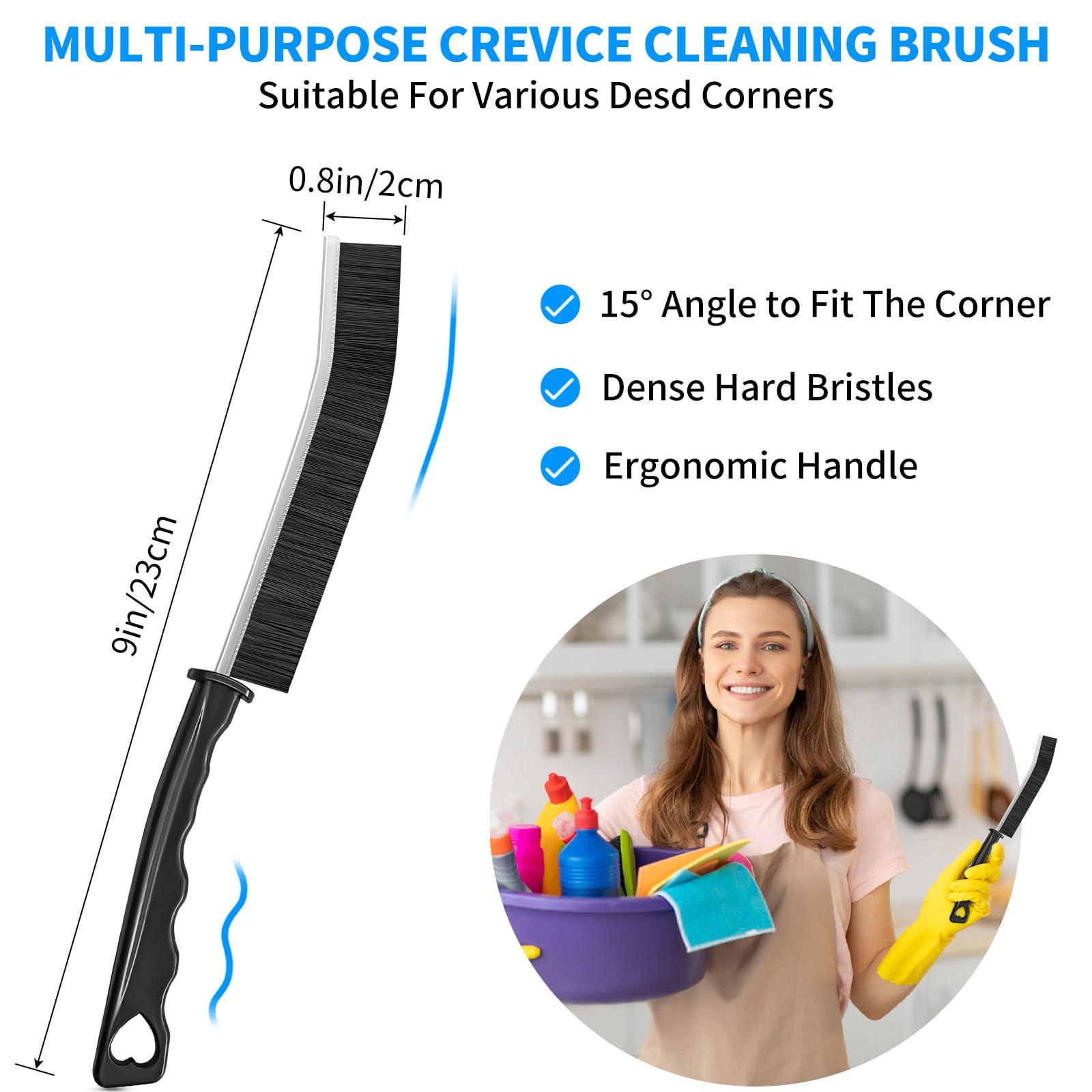 4TH Multi-Purpose Hard Bristle Crevice Cleaning Brush -Deep Reach Gap Cleaning Tool for Household Use -Versatile, Durable, Thin Brush to Clean Tight Spaces -4 Pcs, Black - Image 2