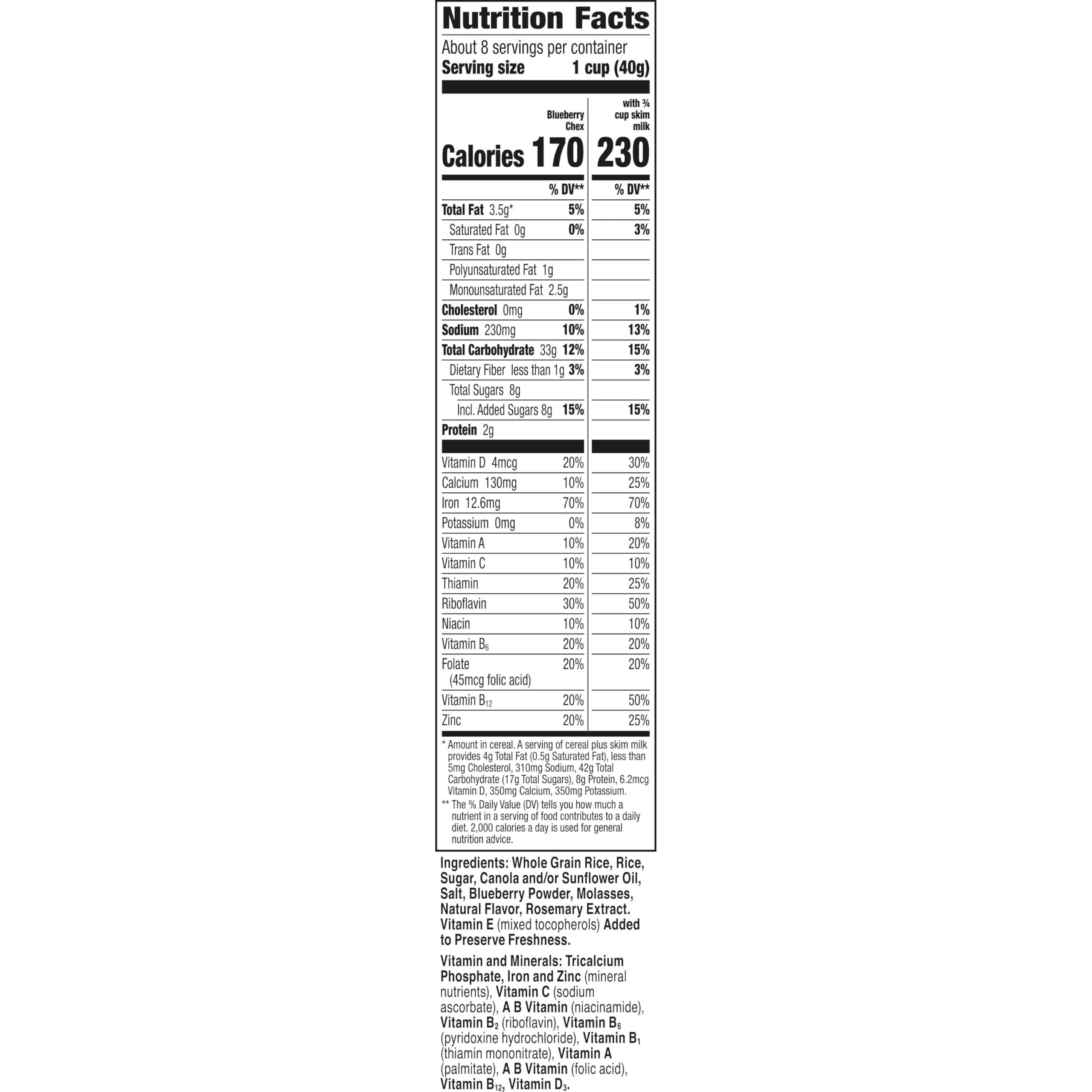 Blueberry Chex Cereal, Gluten Free Breakfast Cereal, Made with Whole Grain, 12 oz - Image 2