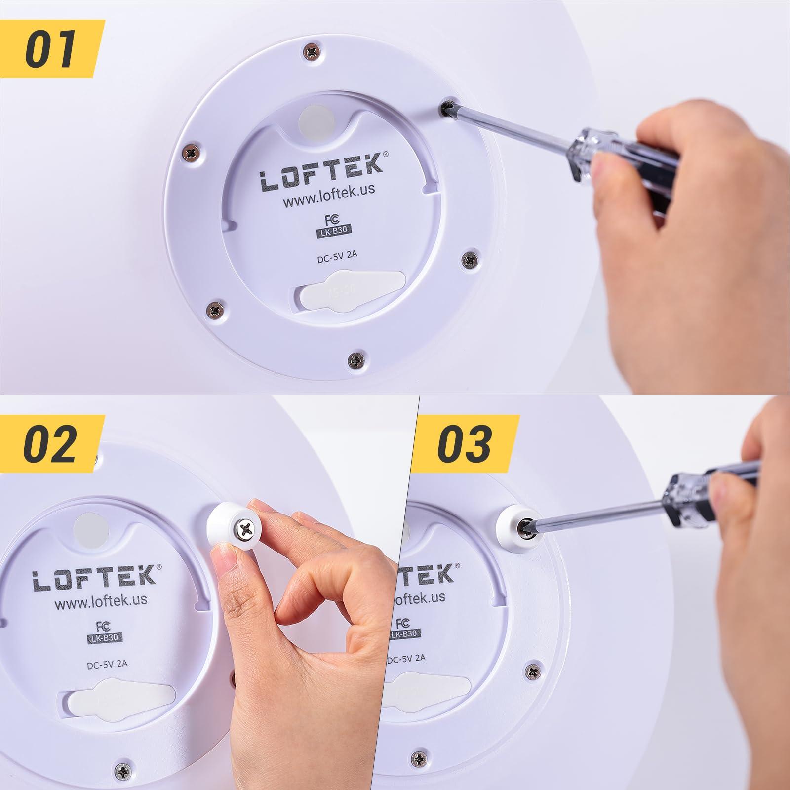 LOFTEK 3Pcs Conical Cushions, White Rubber Foot Pads with Screws Included, Features Shock Absorption & Anti-Collision for Smart Ball Table Lamp - Image 2