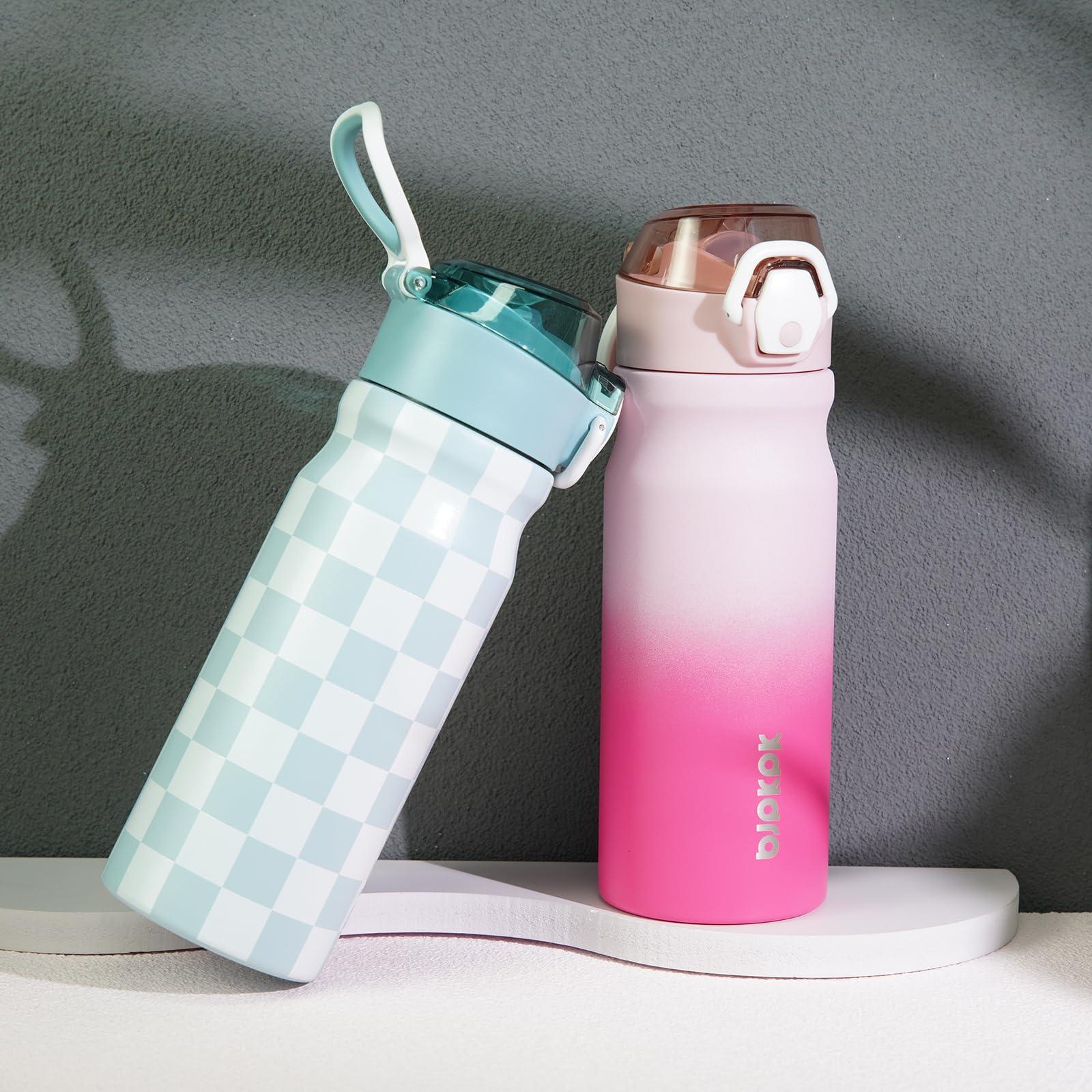 BJPKPK Stainless Steel Insulated Water Bottle With Straw Lid 18oz Reusable Metal Thermos Bottles Keep Cold And Hot,Plaid - Image 2