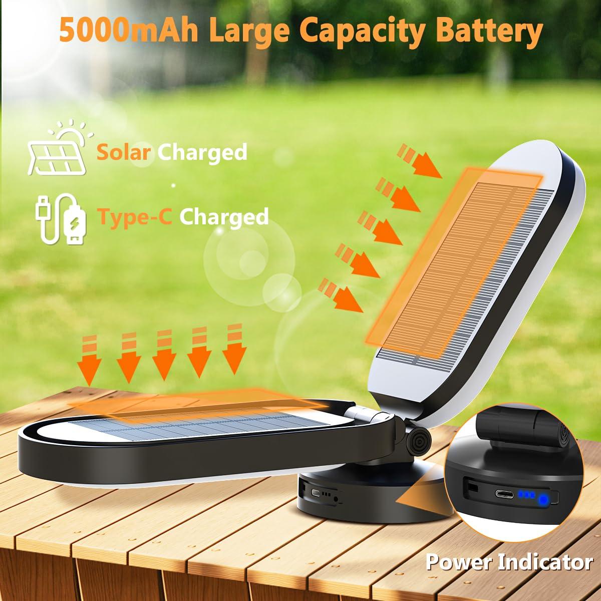 Bravzurg Rechargeable Solar Camping Lantern, 5000mAh Battery Powered LED Light, Foldable Dimmable Waterproof Camping Essentials, Lamp for Power Outages, Hurricane, Camping Gear, Emergency, Indoor - Image 3