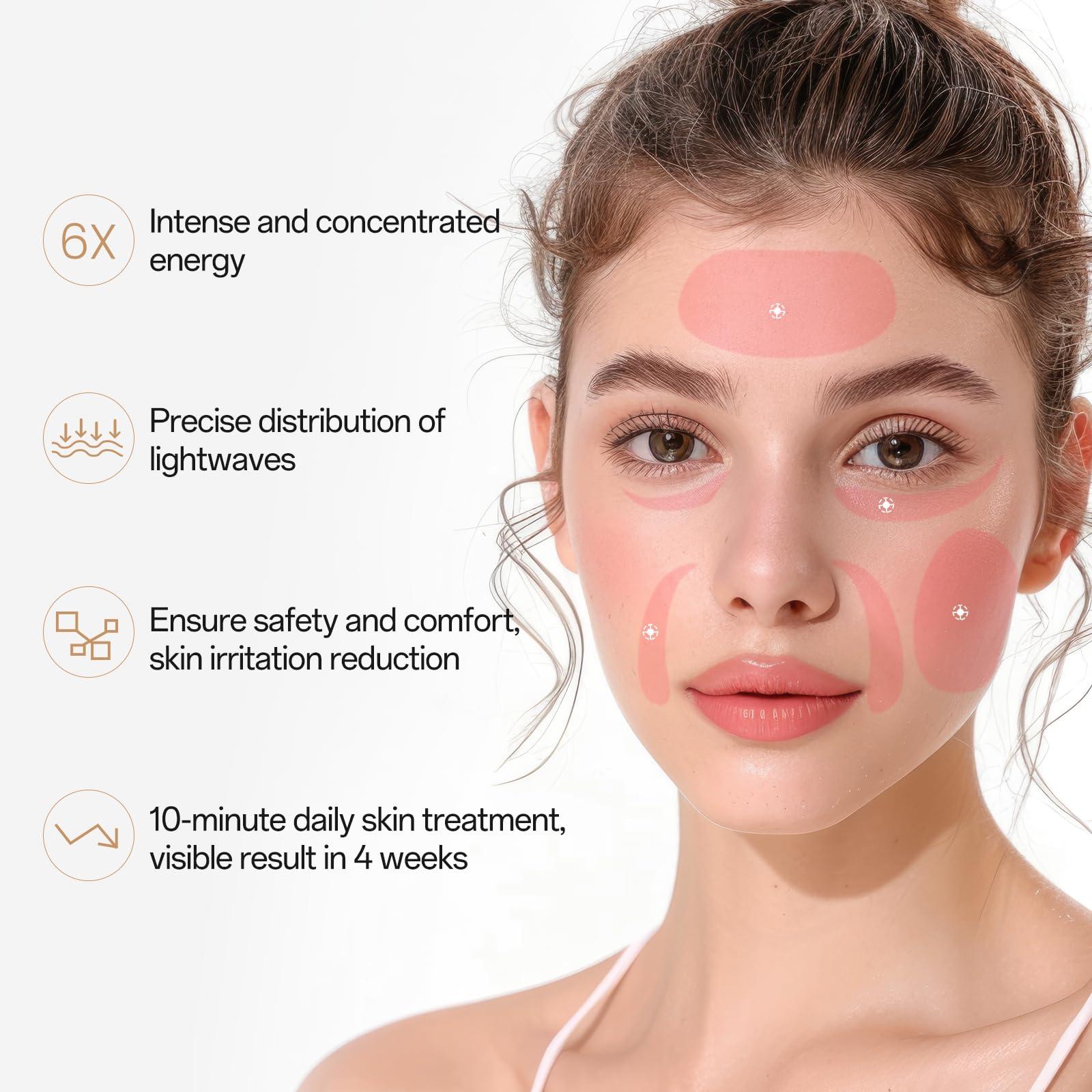 SUERBEATY Red Light Mask - 7 Colors Red Light Mask for Face, Facial Skin Care at Home, Cordless Design, Lightweight, Portable, Rechargeable for Home - Khaki - Image 4