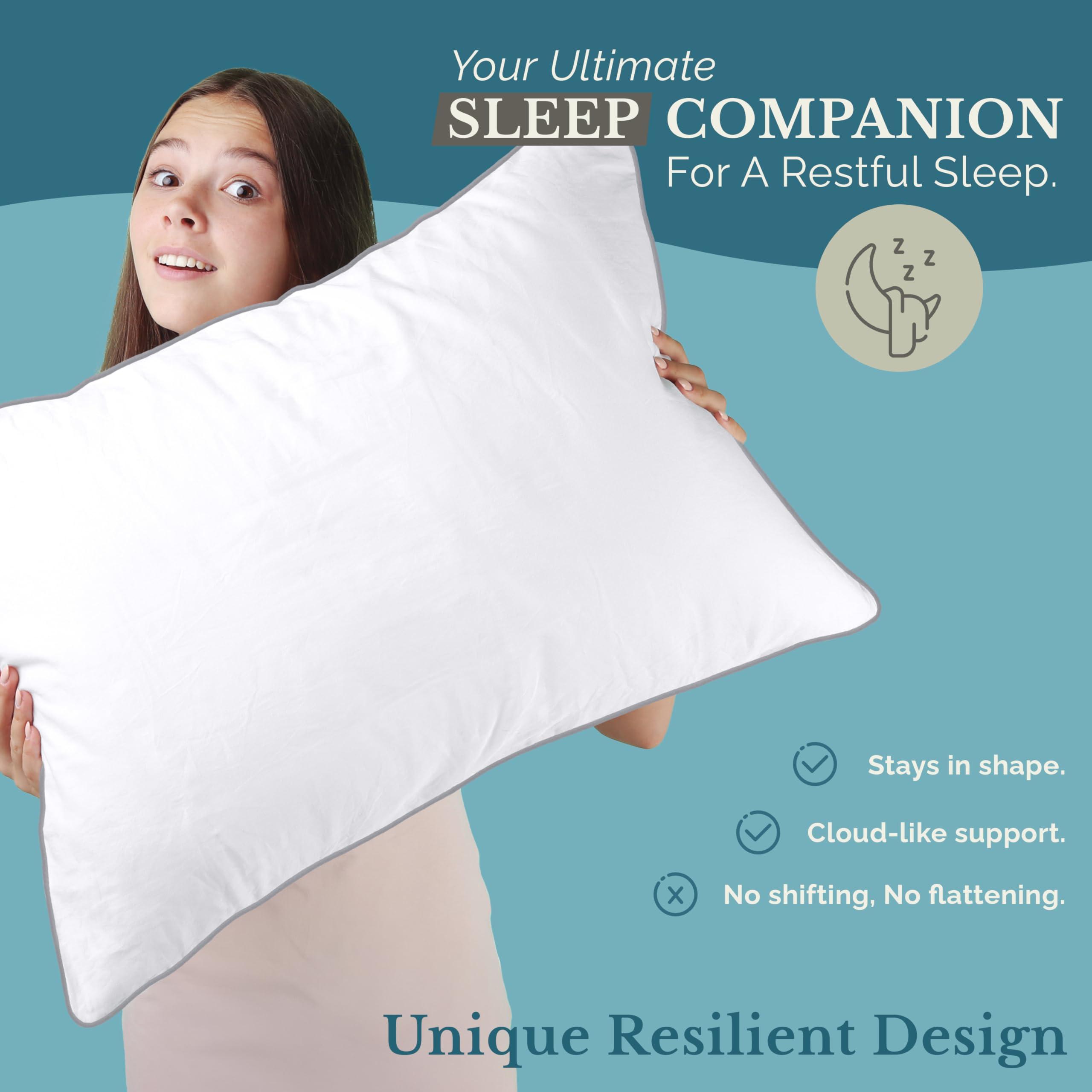 Casa Platino Bed Pillows Standard Size Set of 4 - Firm, Cozy & Soft Pillows for Adults- Pack of 4 – Luxury Bed Pillow for Side, Back & Stomach Sleepers - White - Image 6