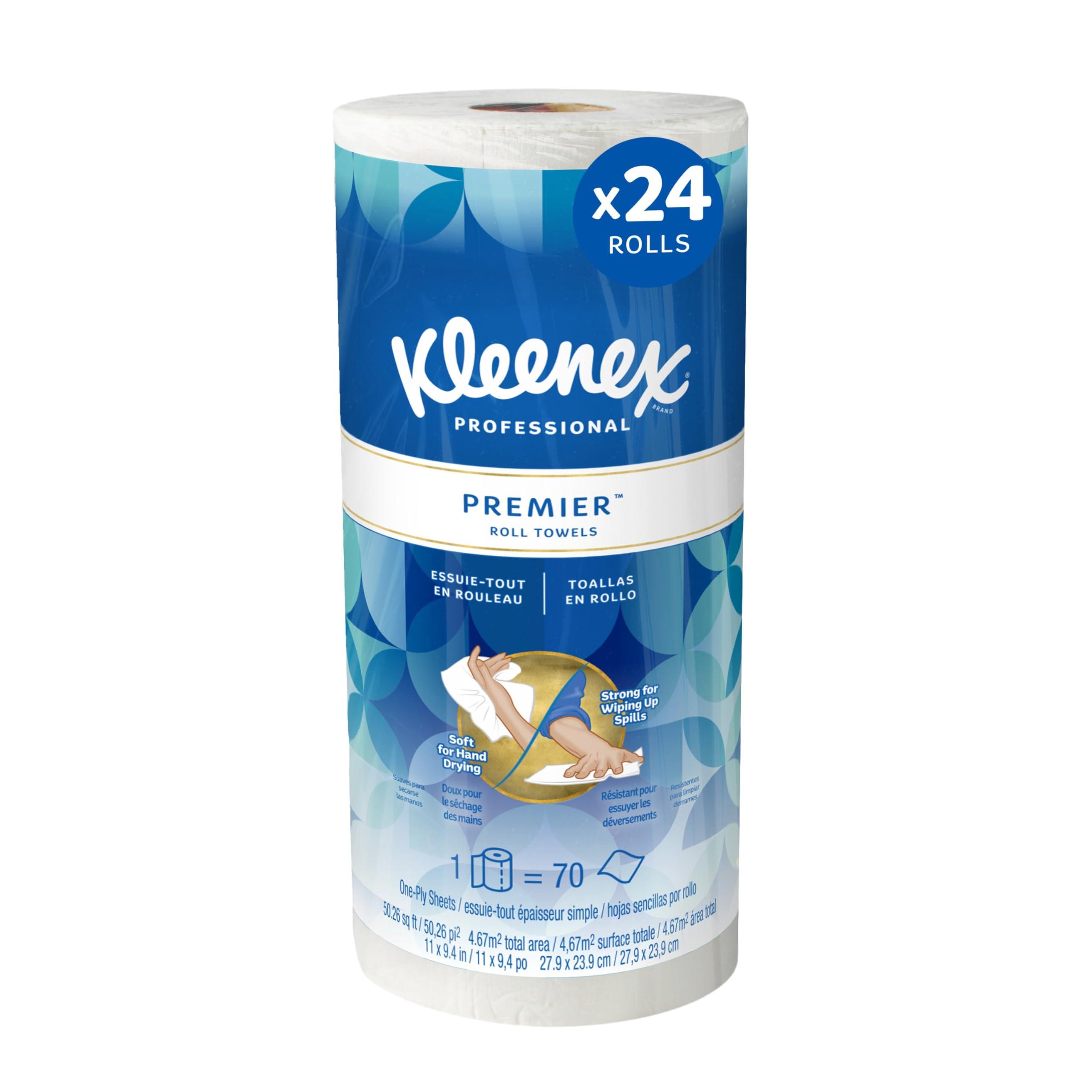 Kleenex Premier Kitchen Paper Towels (13964), Cloth-Like Softness, White (70 Sheets/Roll, 24 Rolls/Case, 1,680 Sheet Total)