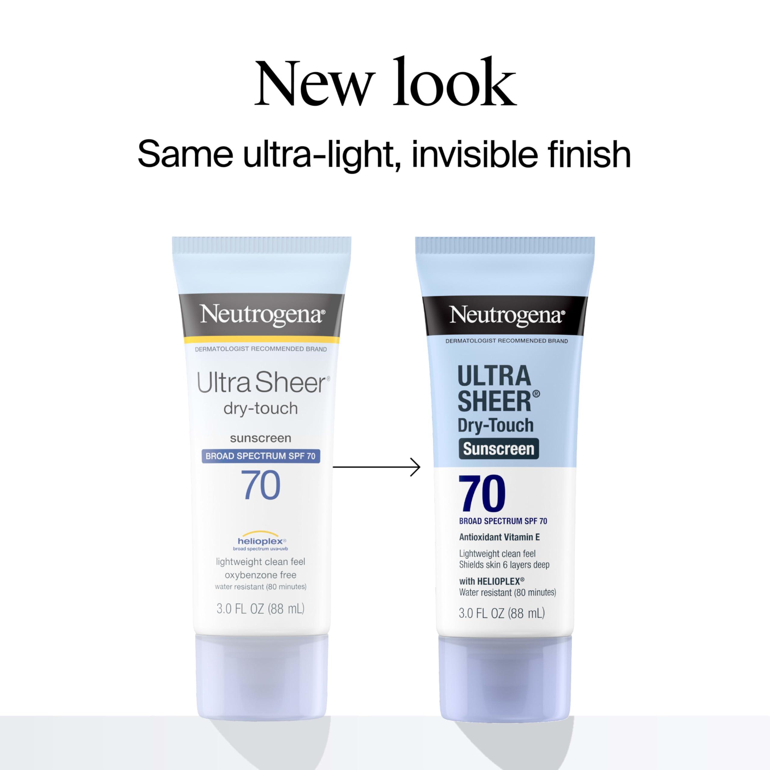 Neutrogena Ultra Sheer Dry-Touch Water Resistant and Non-Greasy Sunscreen Lotion with Broad Spectrum SPF 70, 3 Fl Oz (Pack of 1) - Image 2