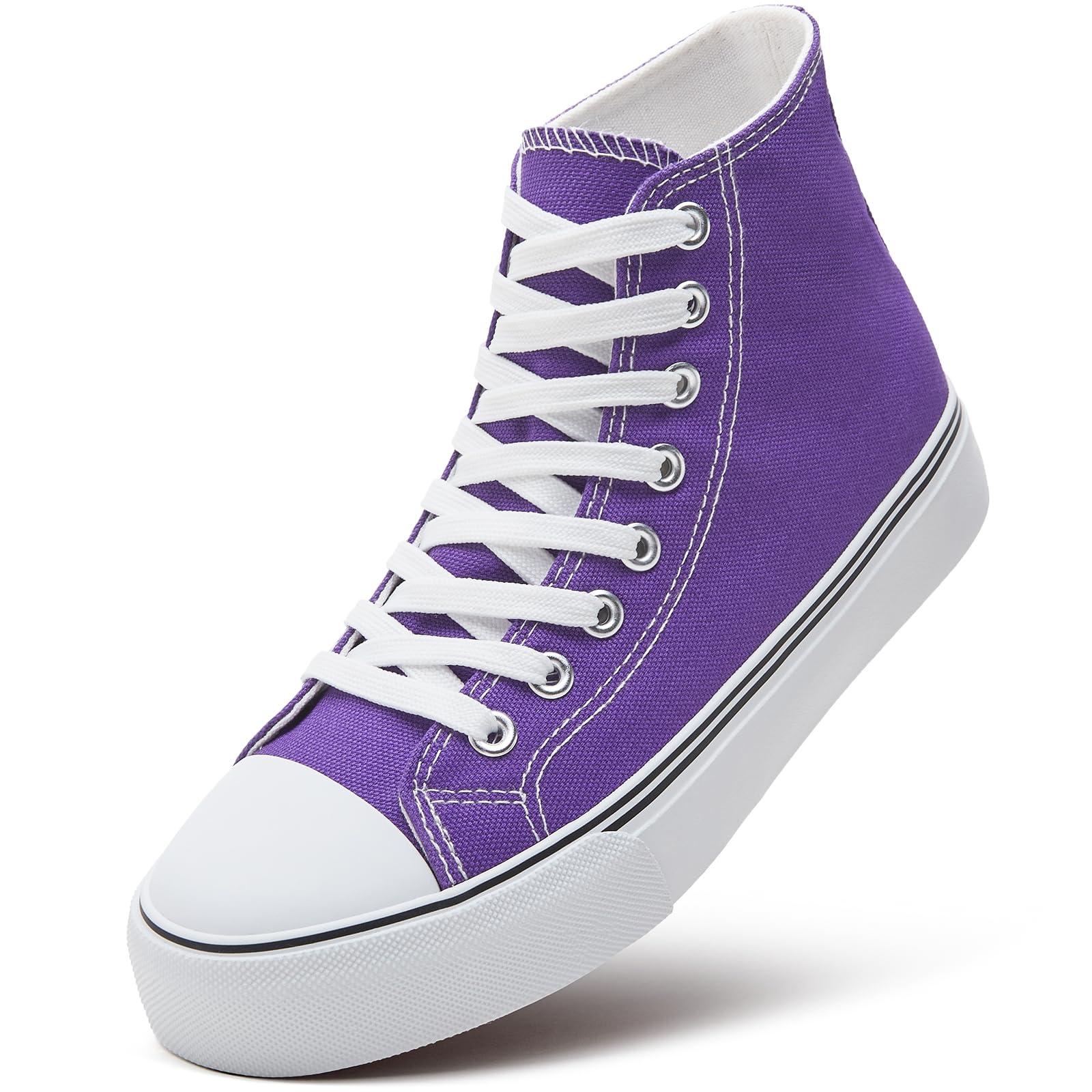 ZGR Womens High Top Canvas Sneakers,Lace-up Canvas Shoes,Casual Tennis Walking Shoes - Image 1