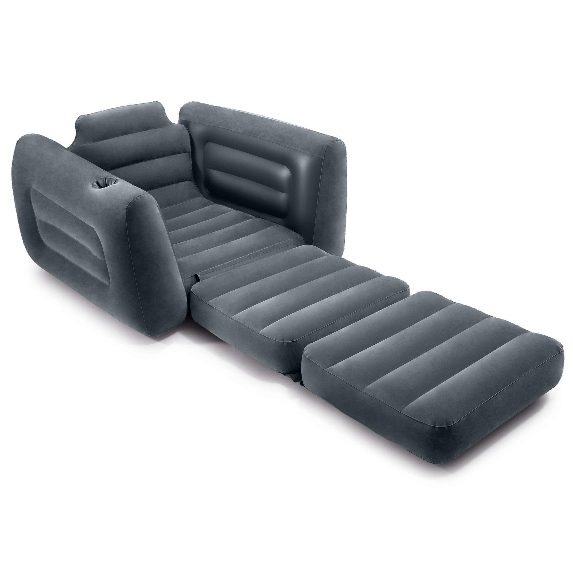 Intex 66551EP Inflatable Pull-Out Chair: Built-in Cupholder – Velvety Surface – 2-in-1 Valve – Folds Compactly – 80" x 91" x 26" - Image 7