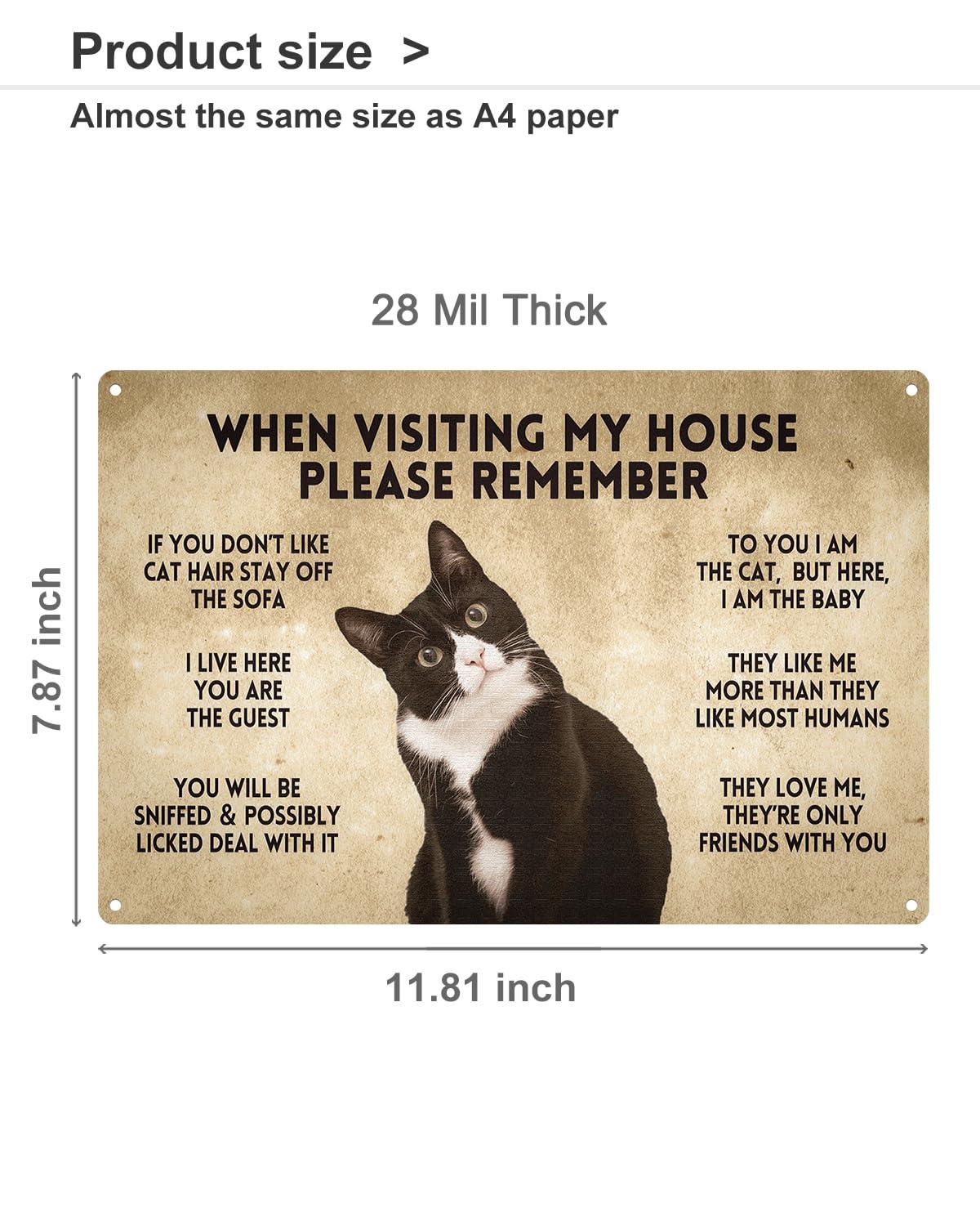 ALKB Funny Tuxedo Cat-Themed Sign 8x12 Inch - Visitor’s Guide to Interacting with Cats - Gift for Cat Lovers’ Home Decor - Image 3