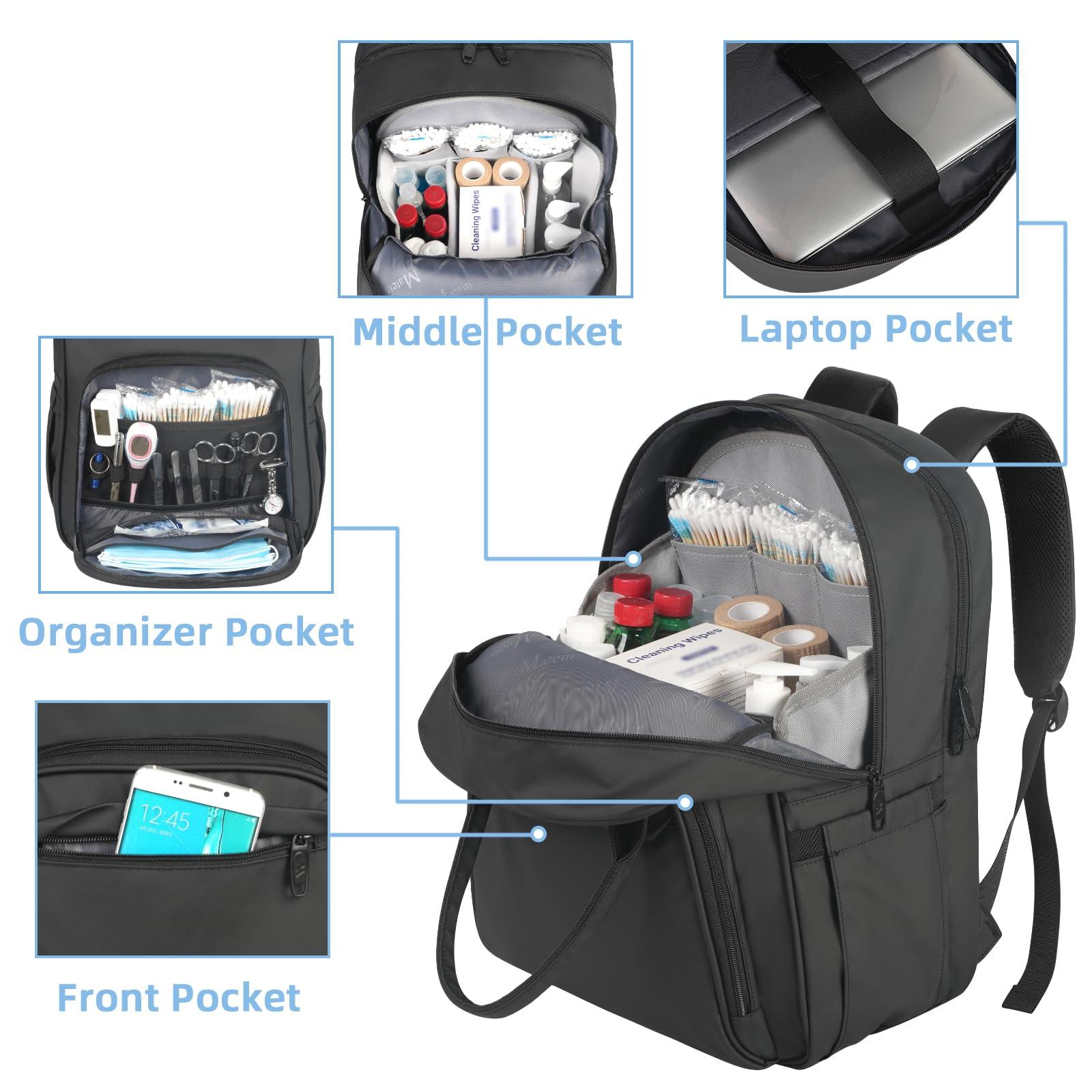 MATEIN Nurse Backpack, Waterproof Padded Medical Nursing Laptop Backpacks for Women, Home Health Clinical Tote Bag with Removable Organizer for College Work Travel, Nurses Gifts - Image 6