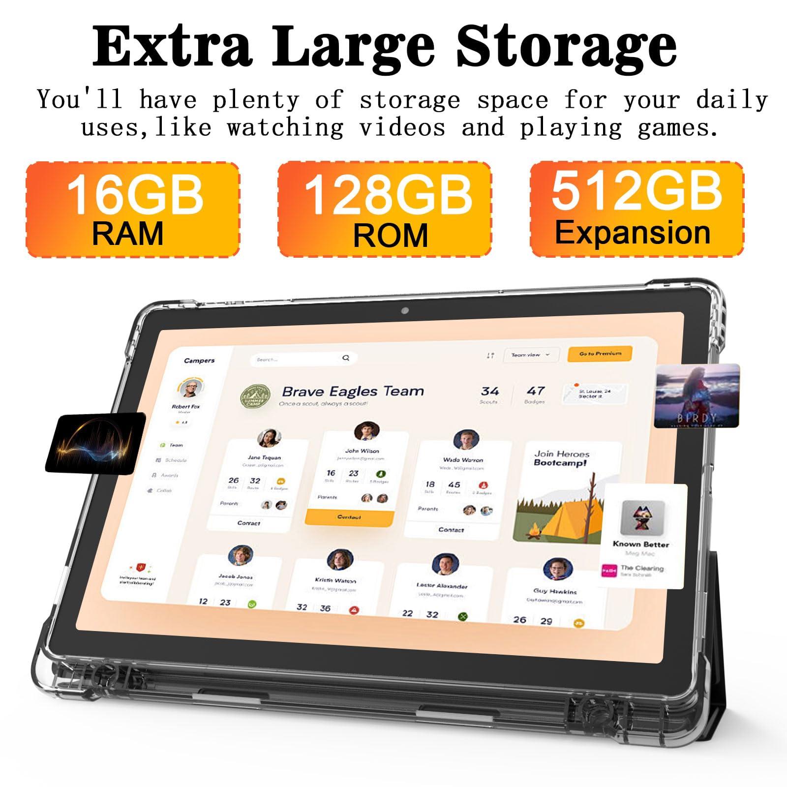 PEICHENG Tablet 11" Android 14.0 with Grey Case, RAM 16GB (4GB+12GB Expansion)+128GB ROM, 5G Wi-Fi, 8000 mAh, 5MP front/13MP Back Camera, Octa Core T606 1.6GHZ (Tablet+case) - Image 6
