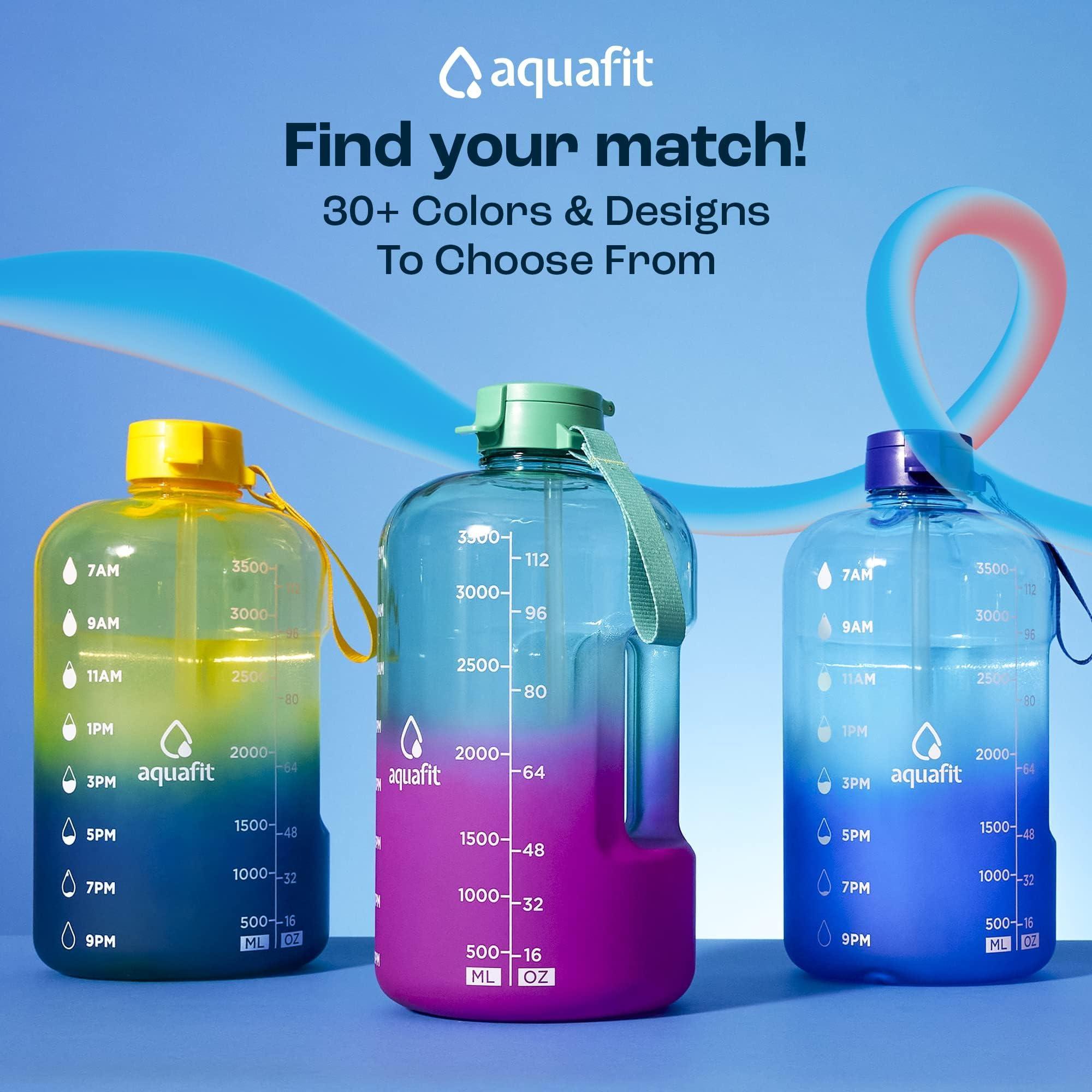 AQUAFIT 64 oz Water Bottle with Time Marker - Straw & Chug Lid - BPA Free Half Gallon Water Bottle, Big Water Bottle with Straw, Gym Water Bottle with Handle, Gallon Water Jug (Gray, 64 Ounces) - Image 8