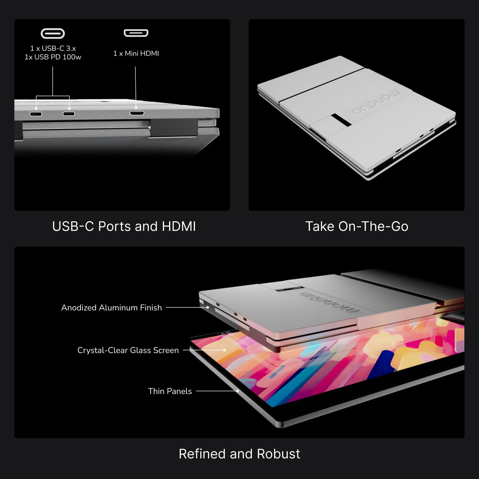 monduo 14" Pro Triple Laptop Glass Screen Extender, Dual 14" 2k Portable Monitors, 144Hz, 100% DCI-P3, 500 Nits, Aluminum Finish for 14" MacBook Pro & Windows, for Gaming, Creators, & Professional - Image 6
