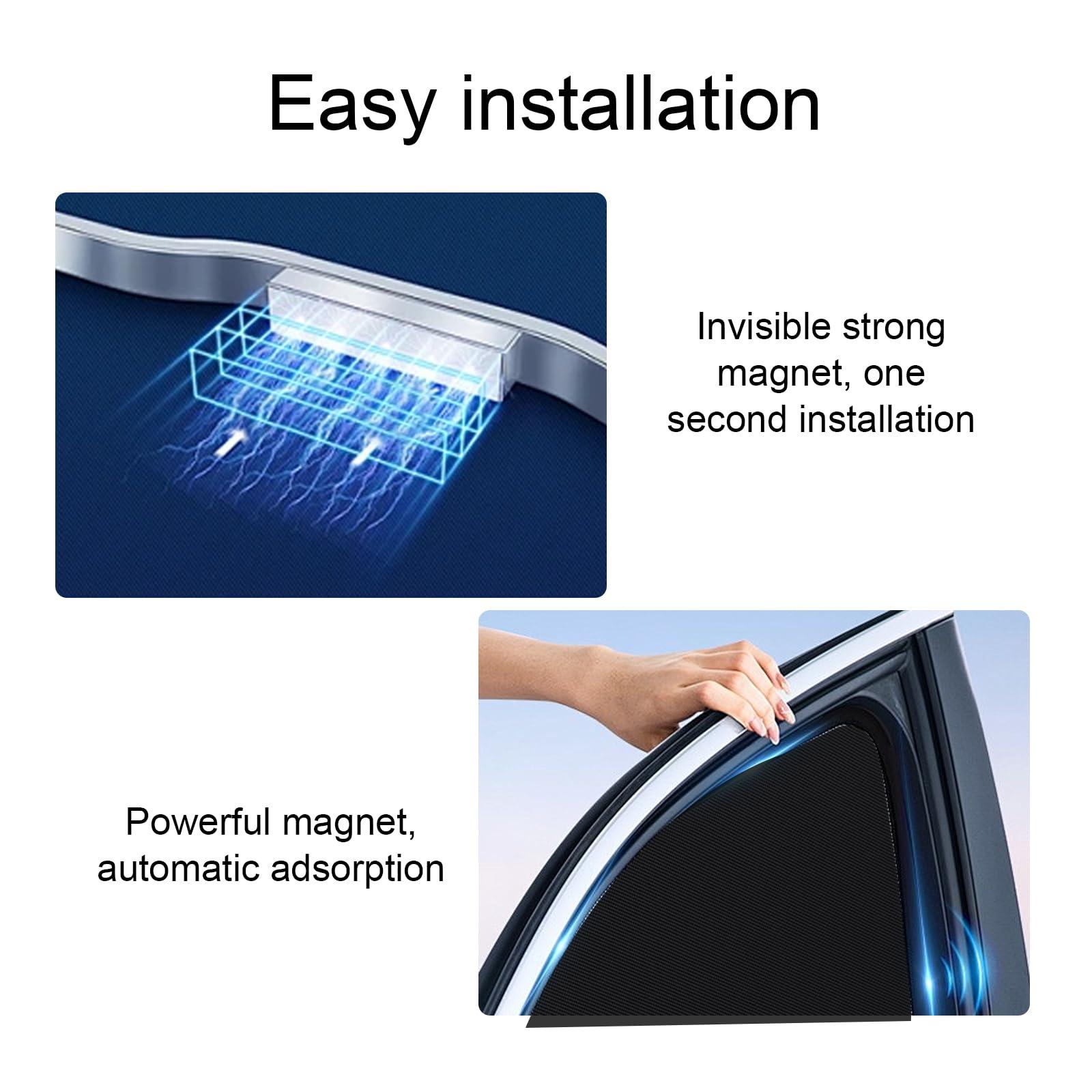 Merdege Pack of 4 Car Window Shade, Front Rear Side Window Protectors, 12.99x18.9x24.41 In/31.5x18.9 In Car Curtains Universal for Most Cars (Black) - Image 7