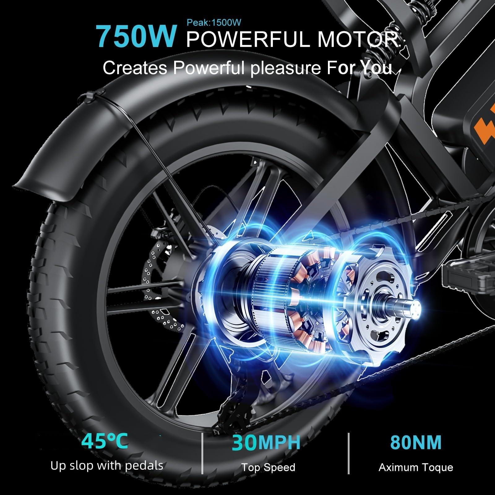 Tamobyke Moped Style 1500W/2000W Electric Bike,30mph/33mph Ebike&34-180Miles PAS Range,48V15.6ah/18.2ah/ (874Wh) Larger Battery, 20'' Fat Tire Electric Bike for Adults,UL Safety Certified. - Image 2
