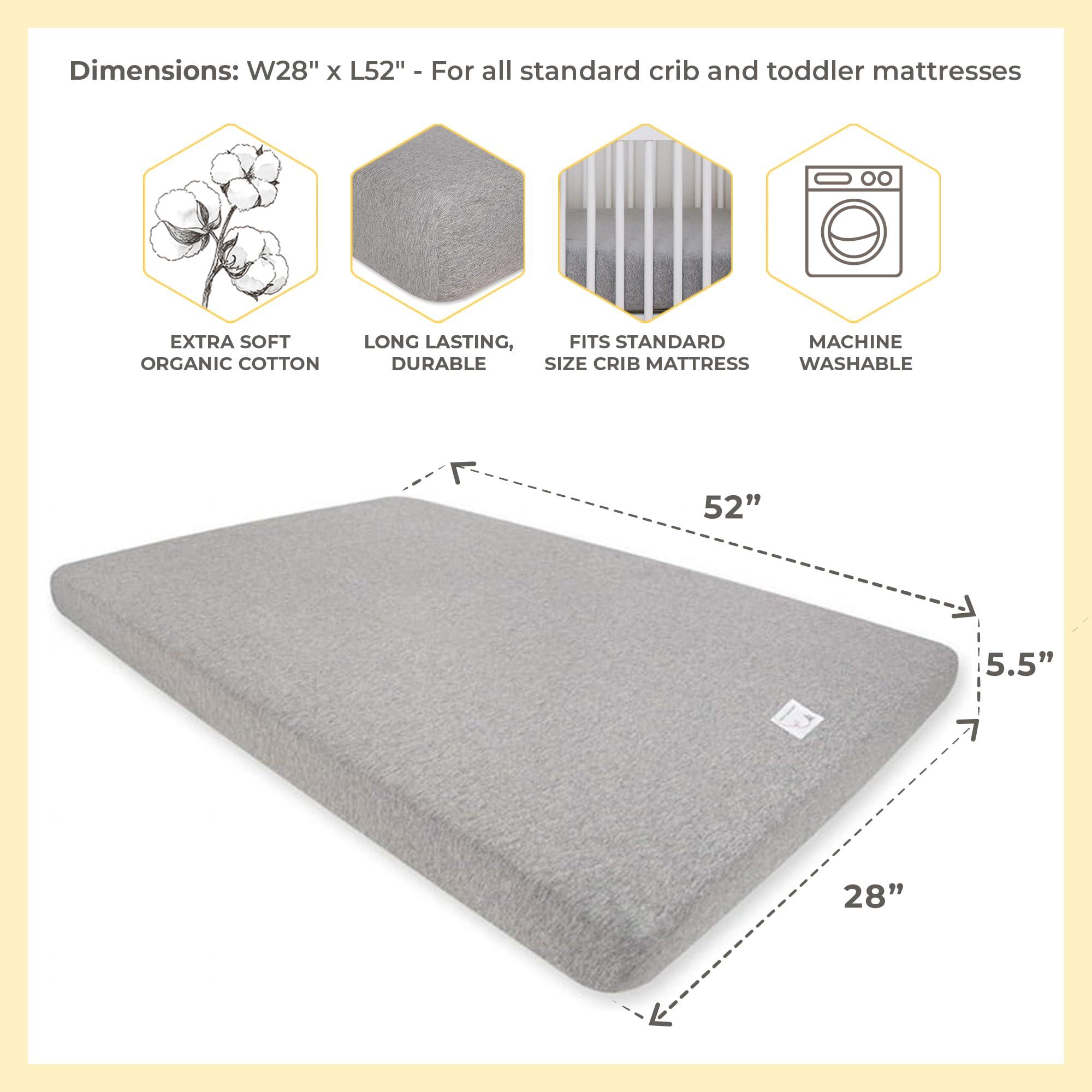 Burt's Bees Baby Essential Organic Cotton Fitted Crib Sheet, Breathable for Boy Girl Standard Crib & Toddler Mattresses - Image 2