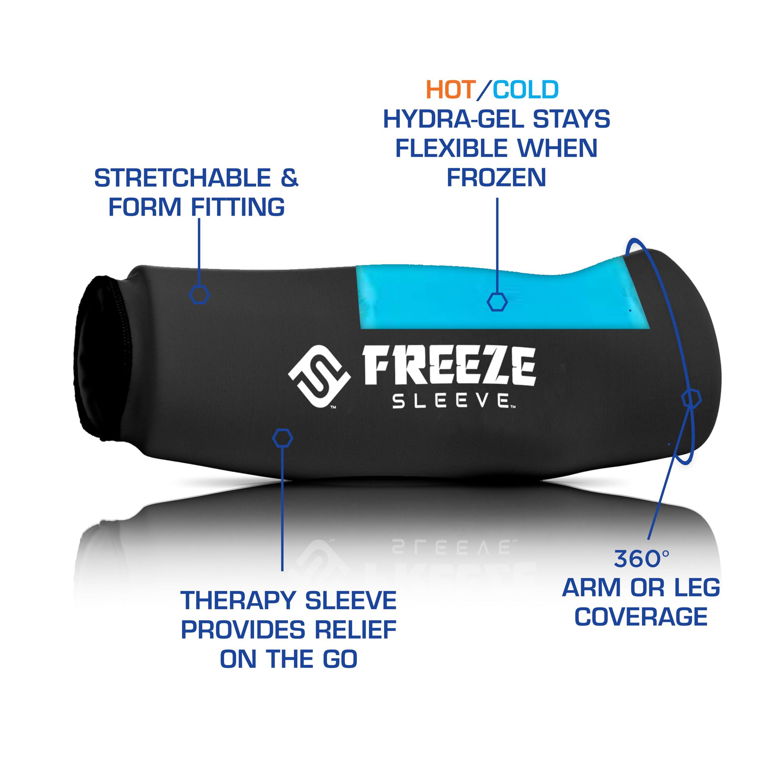 FreezeSleeve Ice and Heat Therapy Sleeve | Reusable Ice Pack Flexible Gel Compression Sleeve for Pain Relief and Recovery of Elbow Knee Ankle Leg Wrist Injuries | Black Large - Image 2