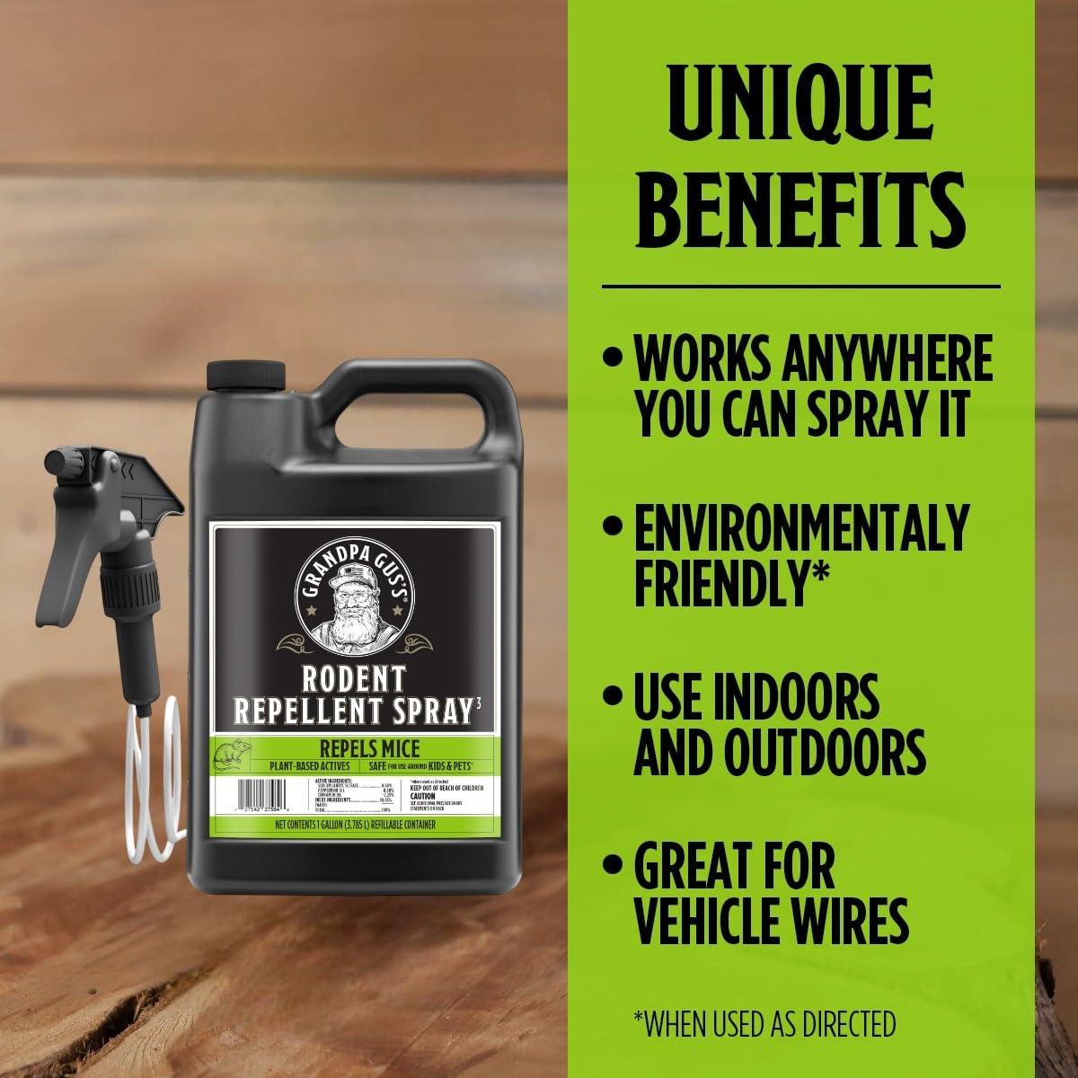 Grandpa Gus's Rodent Repellent Spray with Sprayer, Natural Peppermint & Cinnamon Oils Repel Mice and Stop Rats, 1 Gallon (Pack of 1) - Image 4