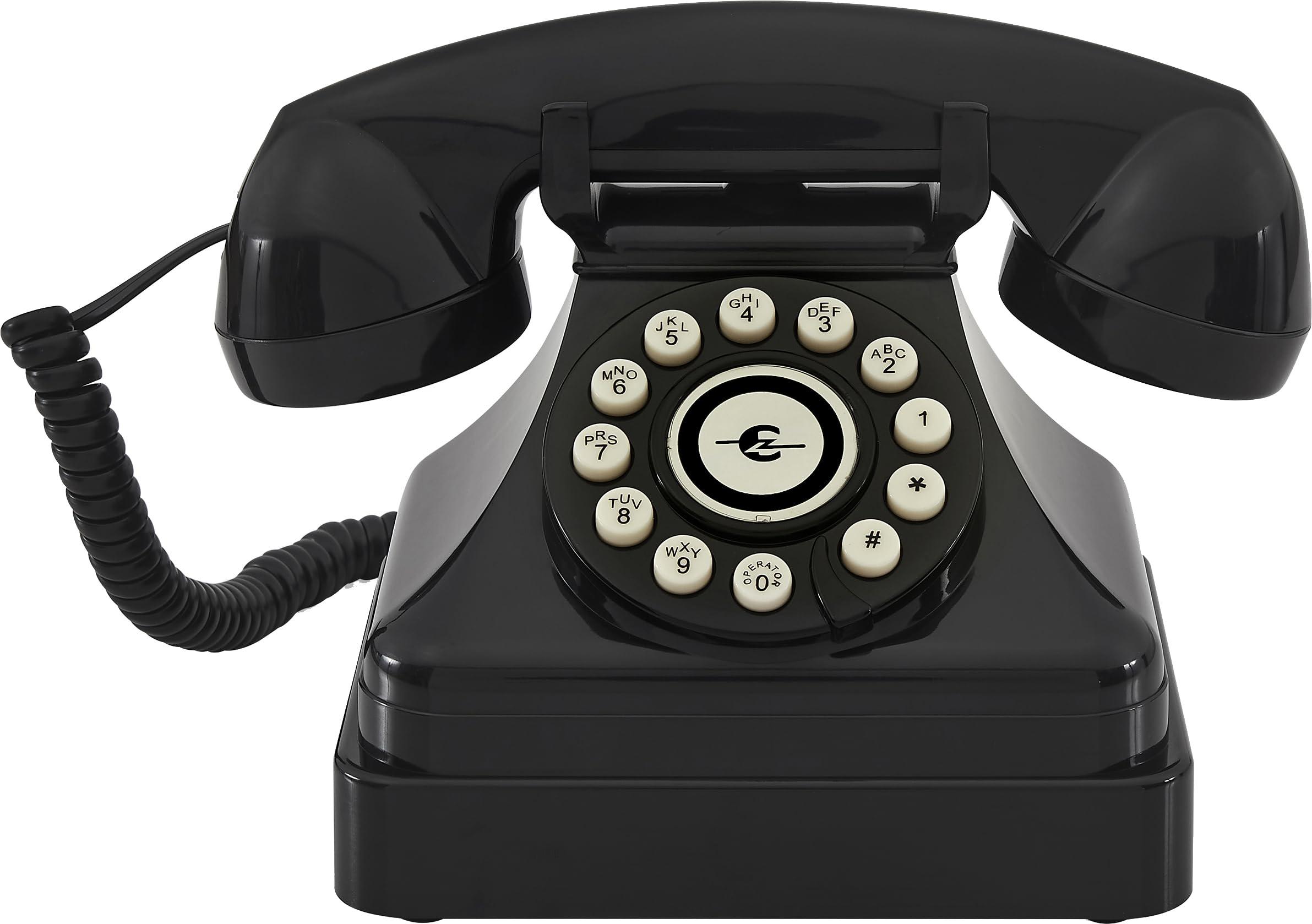 Crosley CR62-BK Kettle Classic Corded Desk Phone - Landline for Home with Retro Rotary Style, Black - Image 7