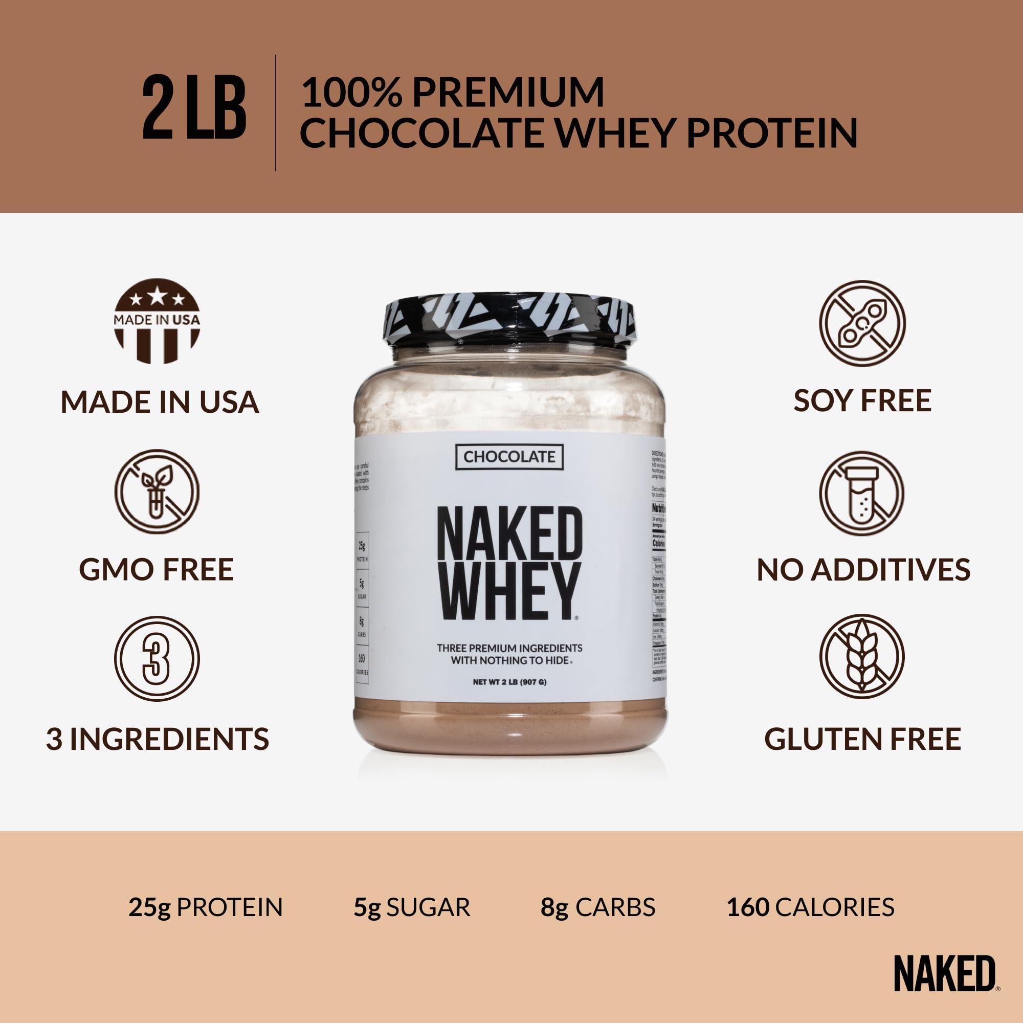 NAKED Whey Chocolate Protein Powder - Only 3 Ingredients - Grass Fed Whey Protein Powder, Organic Chocolate and Organic Coconut Sugar, No GMO, No Soy, and Gluten Free - 24 Servings - Image 3