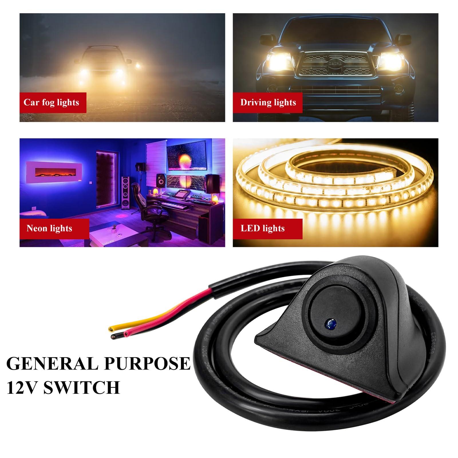 SHMZK Car DIY Switch Paste Type Rocker Switch, Off/ON Push Button DC12V Switch for Fog Driving Lights, Universal Button Rocker Switch for Neon Lights LED Light Bar, Car Accessories - Image 5