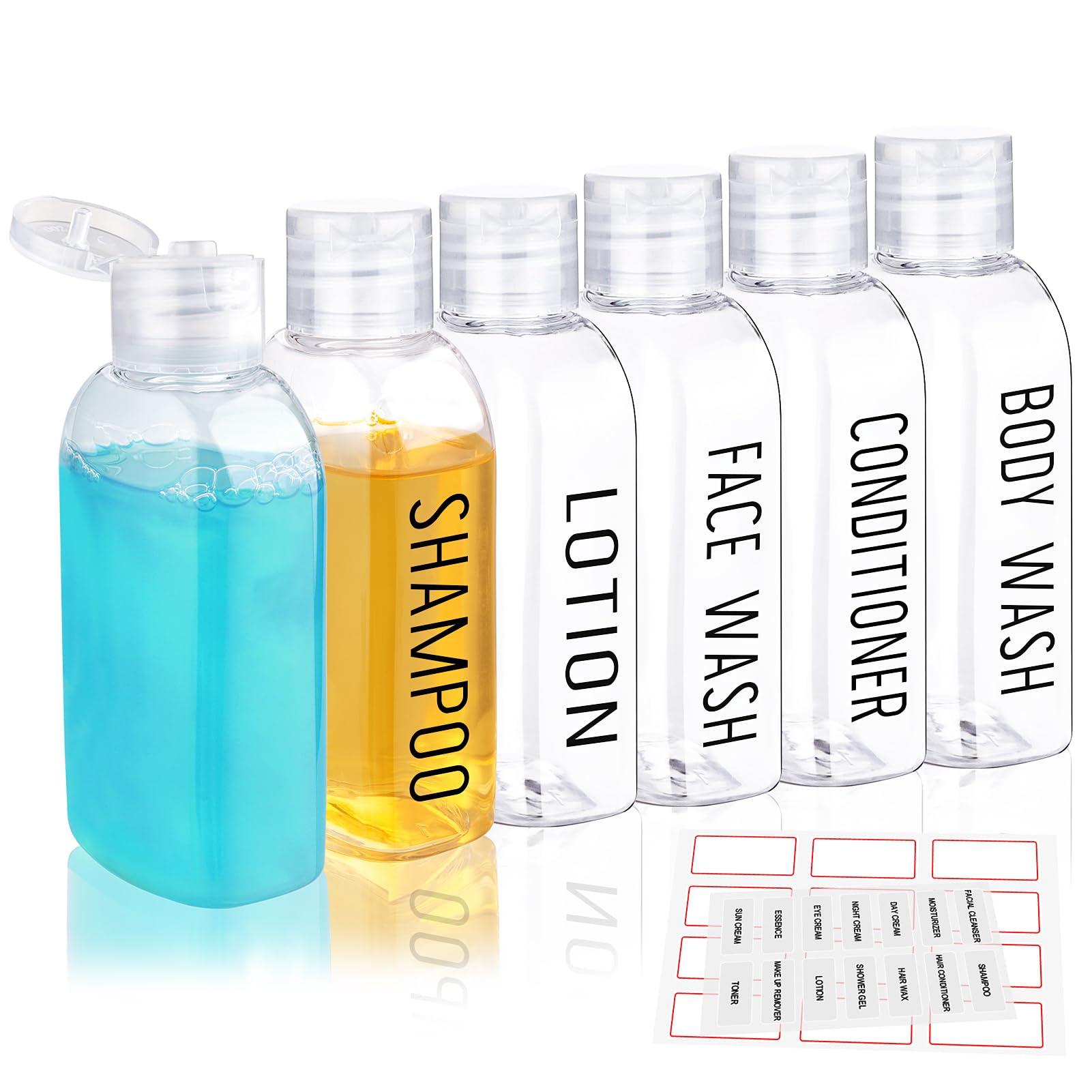 Travel Bottles for Toiletries 6 PCS 3.4oz/100ml Travel Size Containers Plastic Lotion Bottle TSA Approved Leak Proof Squeeze Bottles with Flip Cap for Toiletries, Shampoo & Lotion (Clear)
