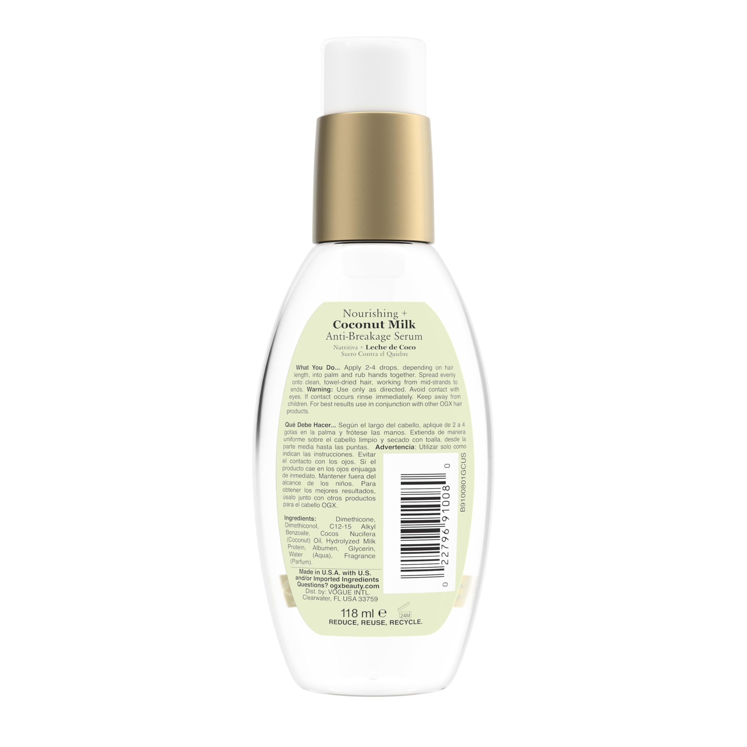 OGX Nourishing + Coconut Milk Anti-Breakage Serum, 4 Fl Oz - Image 8