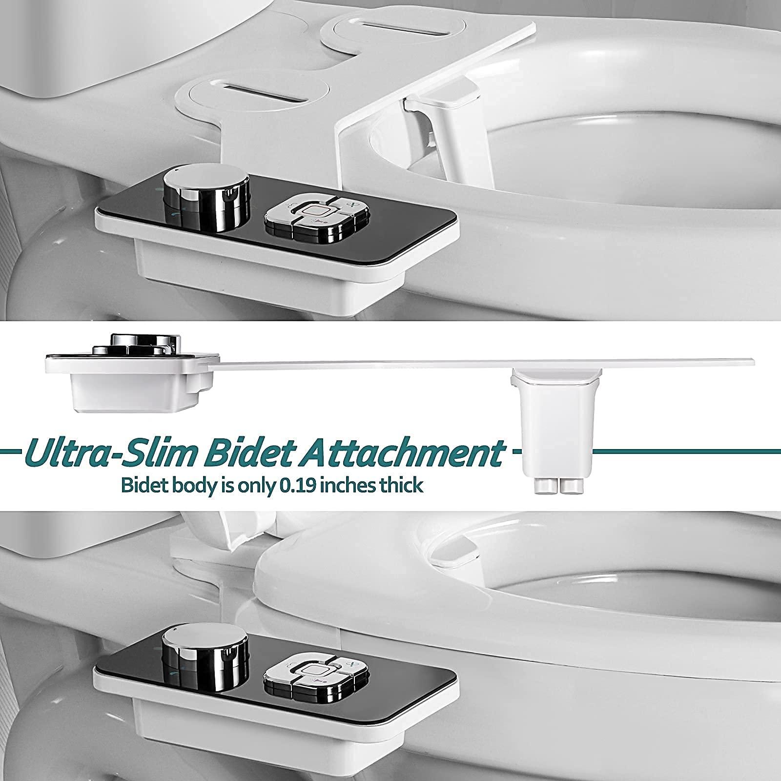 SAMODRA Bidet Attachment, Non-Electric Cold Water Bidet Toilet Seat Attachment with Pressure Controls, Retractable Self-Cleaning Dual Nozzles for Frontal & Rear Wash - Black - Image 4