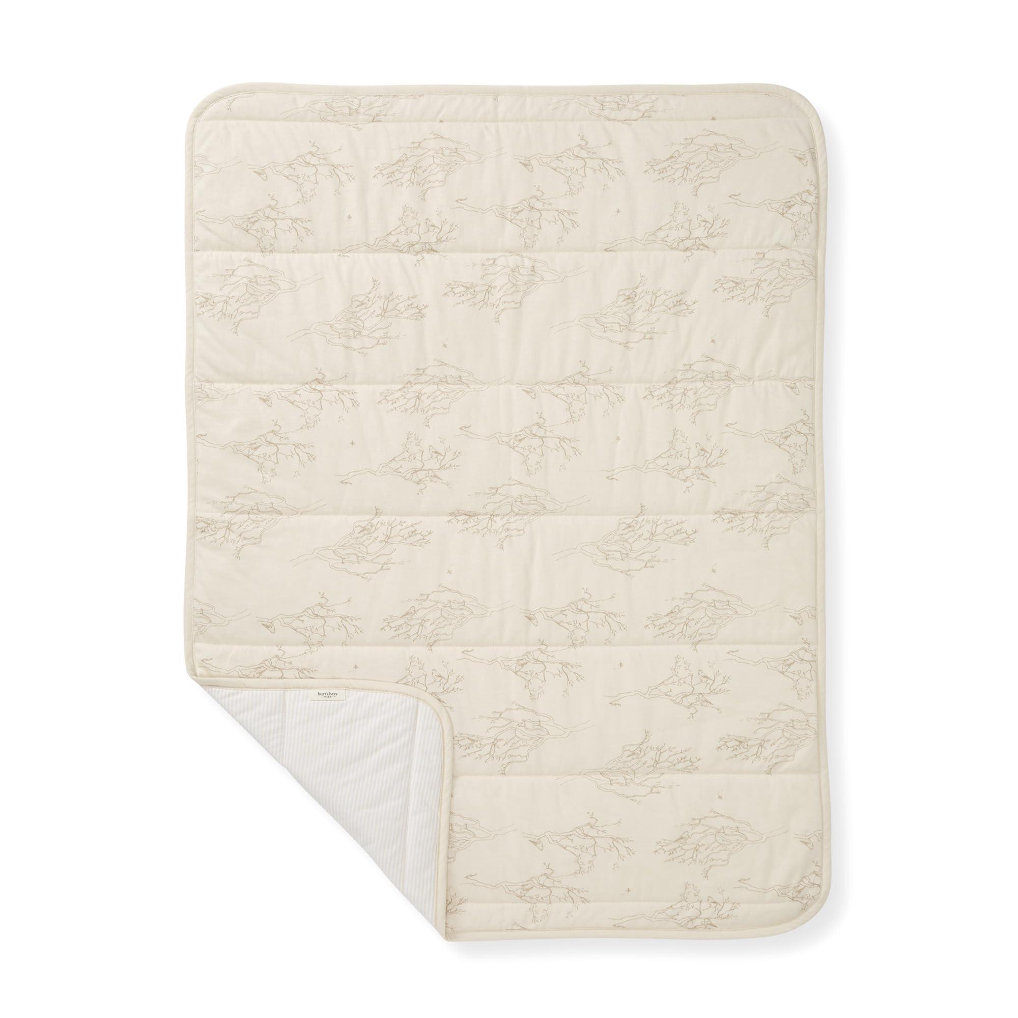 Burt's Bees Baby Reversible Blanket, Nursery, Stroller & Tummy-Time Organic Jersey Cotton Quilted Infant & Toddler Bedding - Image 3