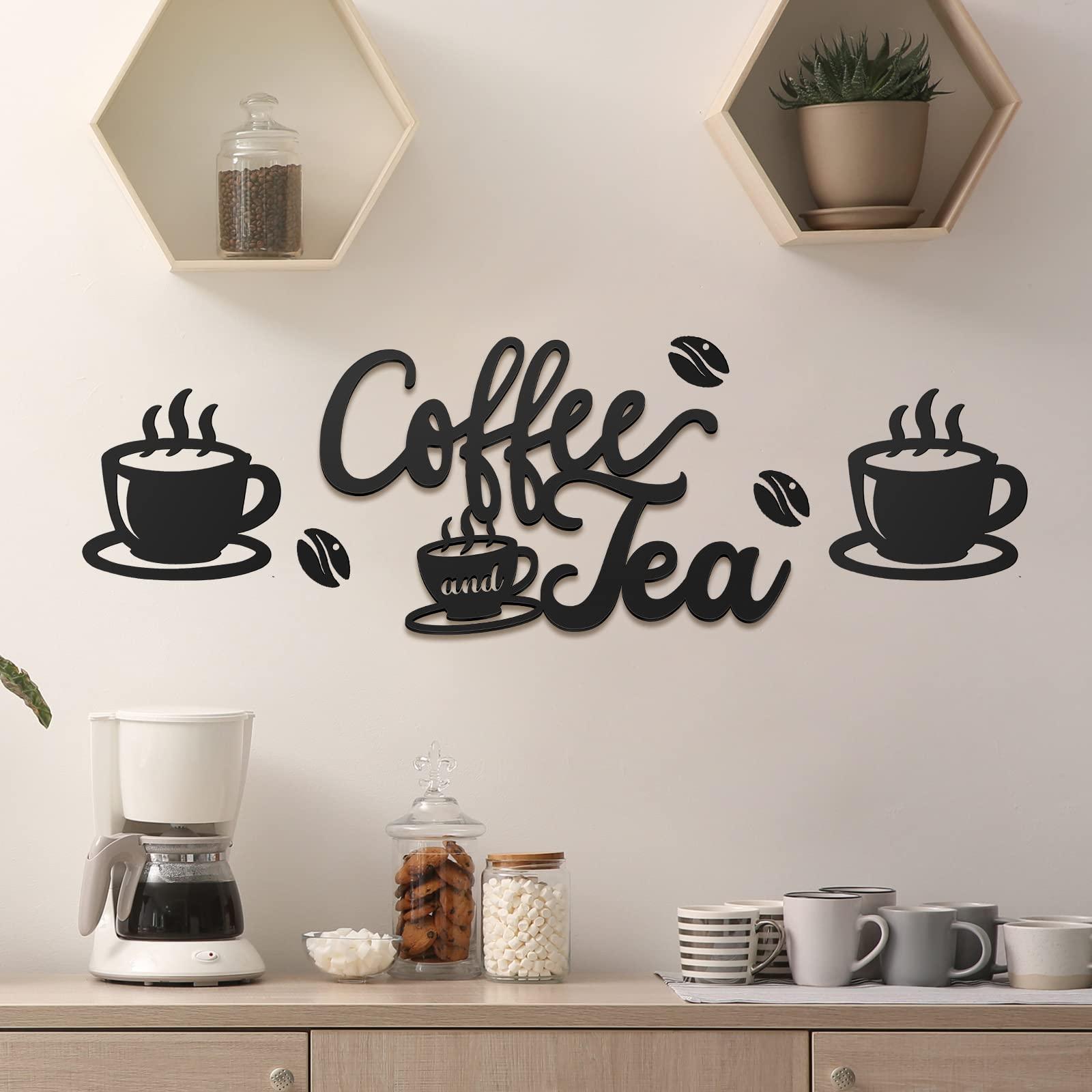 Ferraycle Coffee Bar Rustic Metal Sign Rustic Coffee Bar Signs Hanging Wall Decor for Metal Wall Art for Home Office Kitchen(Coffee and Tea)