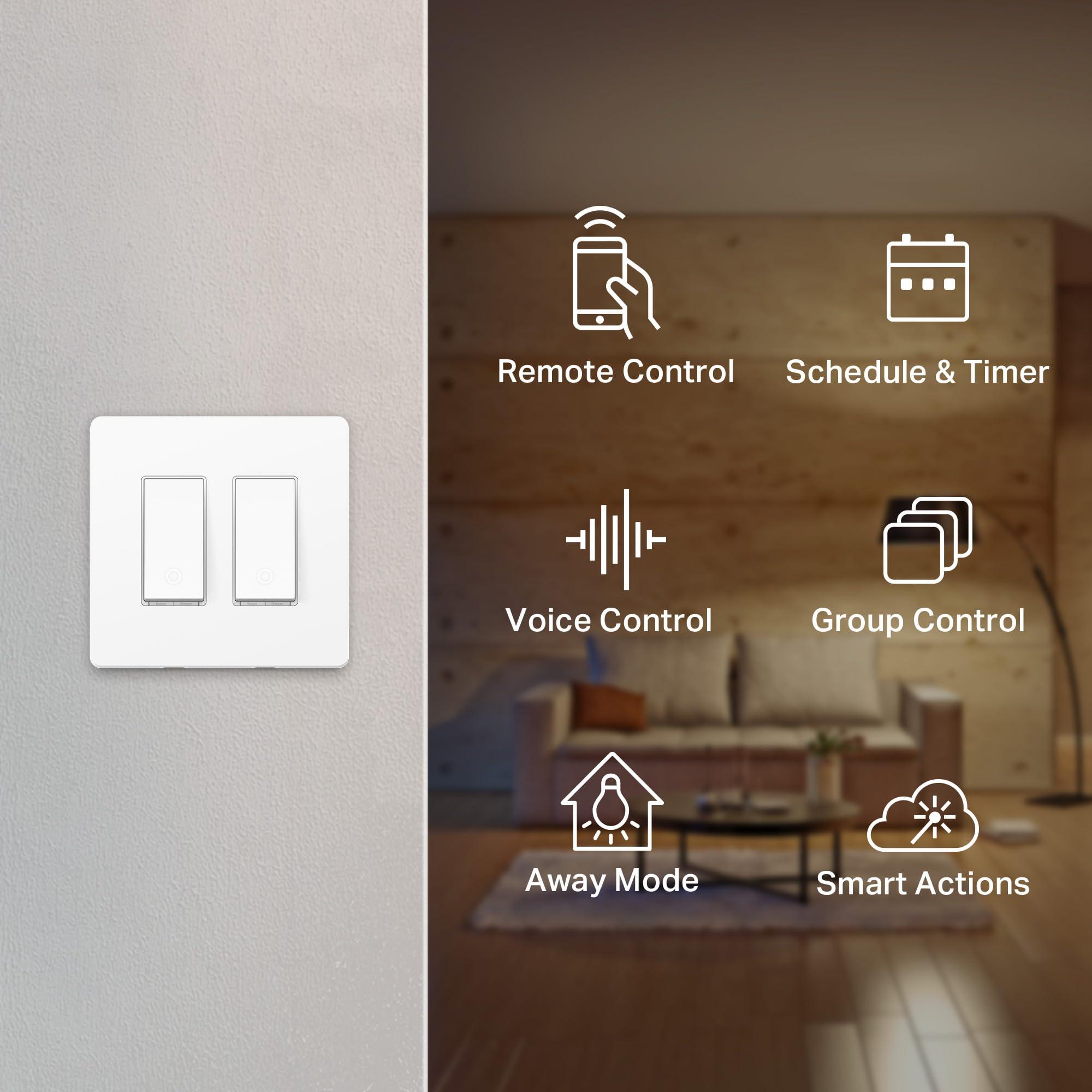 Kasa Smart Switch 2-Gang HS200-2, Single Pole,Neutral Wire Required, 2.4GHz Wi-Fi Light Switch Compatible with Alexa and Google Home, UL Certified, No Hub Required, White - Image 2