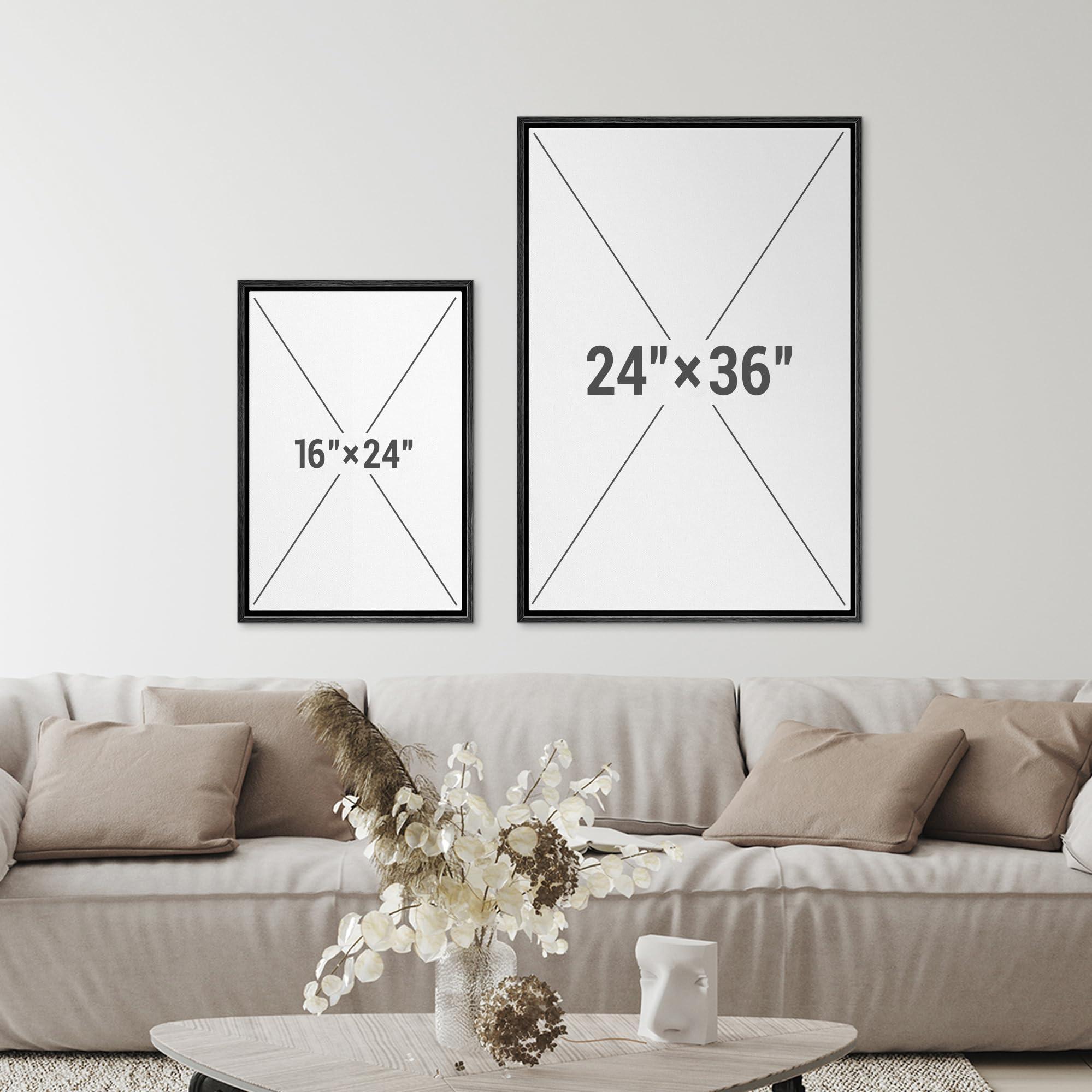 SIGNFORD Framed Canvas Print Wall Art Set Abstract Earthy Tones Modern Minimalist Abstract Shapes Illustration Modern Art Decorative Nordic Nature for Living Room, Bedroom, Office - 24"x36"x2 Black - Image 6