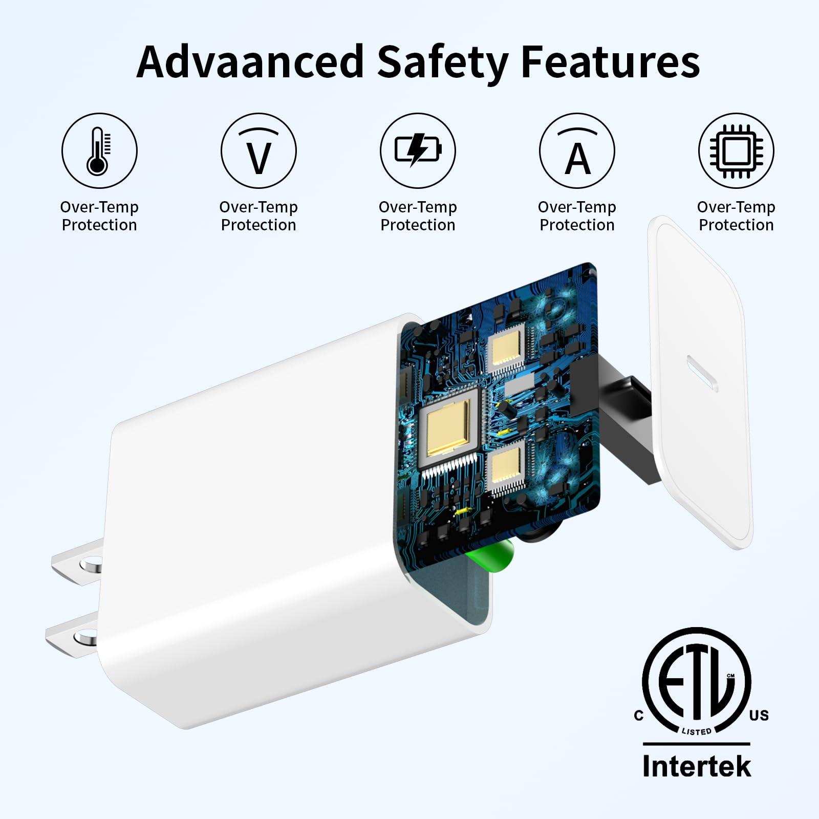 for iPhone 16 15 Fast Charger [MFi Certified] 3Pack 20W iPhone Charger Fast Charging Block and 6FT Long USB C to C Cable Cord Compatible with iPhone 16 15 Pro Max 15 Plus/iPad Pro/Air/Mini - Image 3