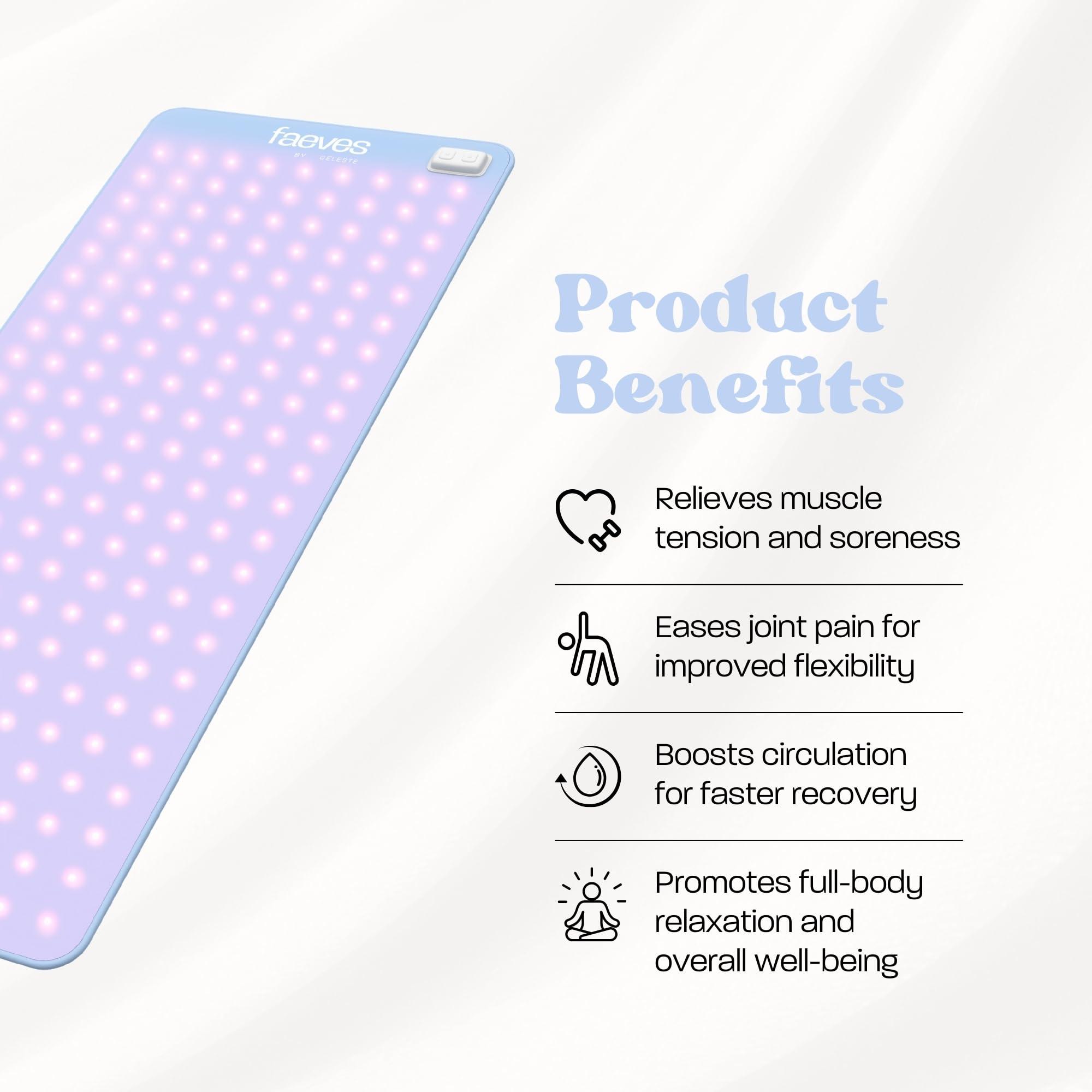 Faeves By Céleste Revitalizing LED Yoga Mat, Built-In LED Lights, Support Muscle Recovery, Improves Skin Texture and Circulation, Red & Blue Light Pad - Image 2