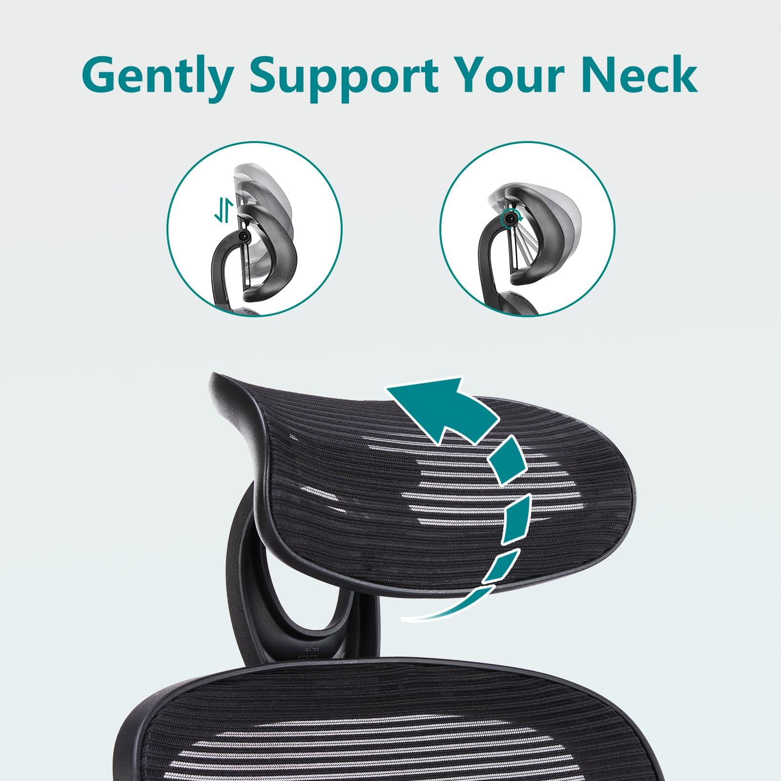 SMUG Home Office Desk Chair, Ergonomic Computer Managerial Executive Chairs High-Back Work Swivel Task Chairs with Wheels, Lumbar Support, Comfy Flip-up Armrest for Gaming, Study, Student, Black - Image 8