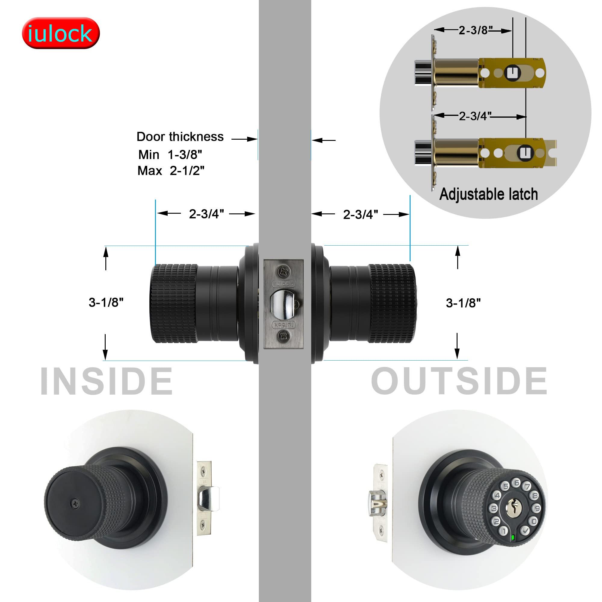 iulock Keypad & Key Smart Door Lock, 50 User Codes, Waterproof, Auto Lock - Matte Black - Image 5