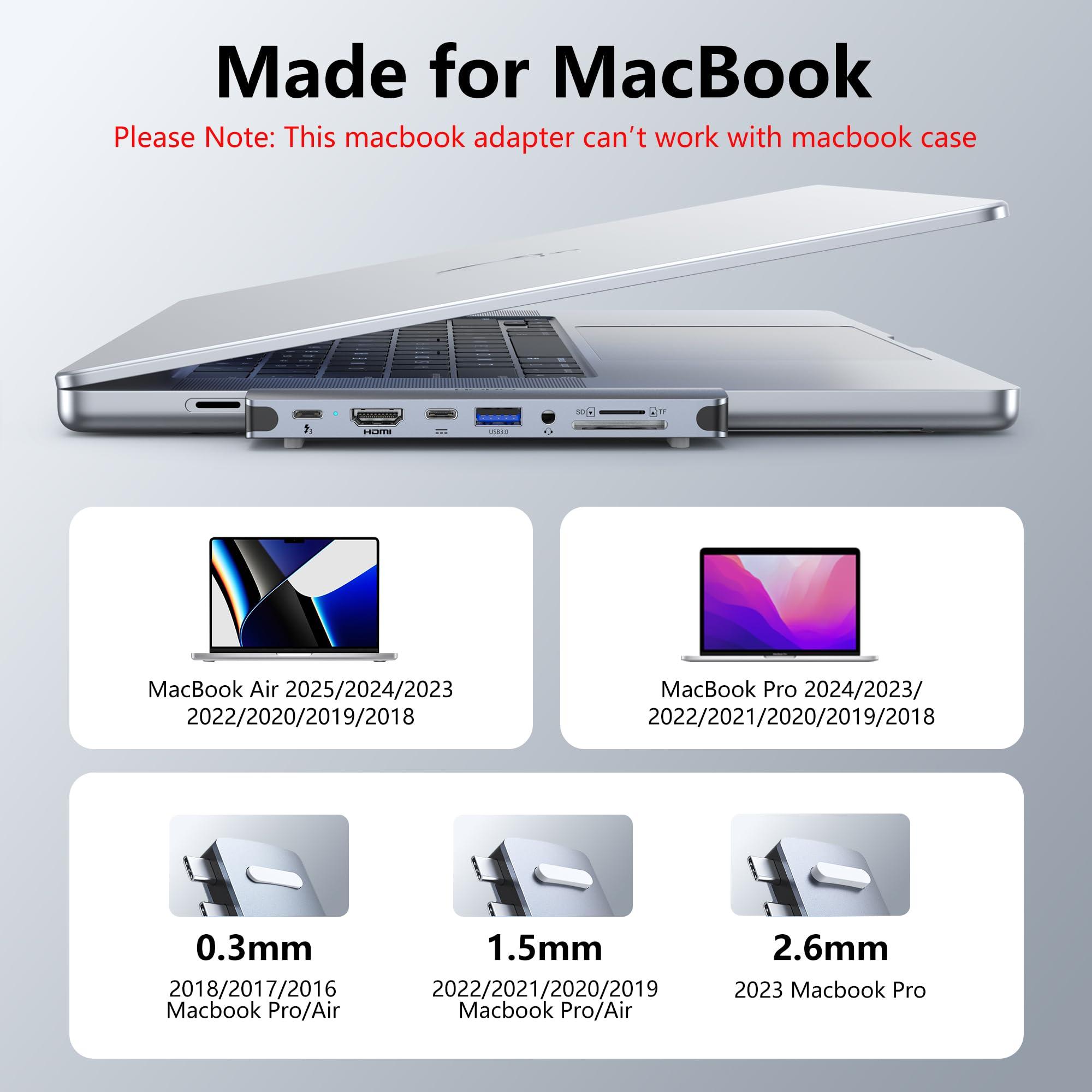 USB C Hub HDMI USB Adapter for MacBook Pro Air M3 M2 M1 2025-2018 13 14 16", MacBook Adapter Multiport 8 in 2 Mac USB C Hub with HDMI, Thunderbolt 3, 10G USB C&A Data Ports, SD TF Card Reader, Audio - Image 8
