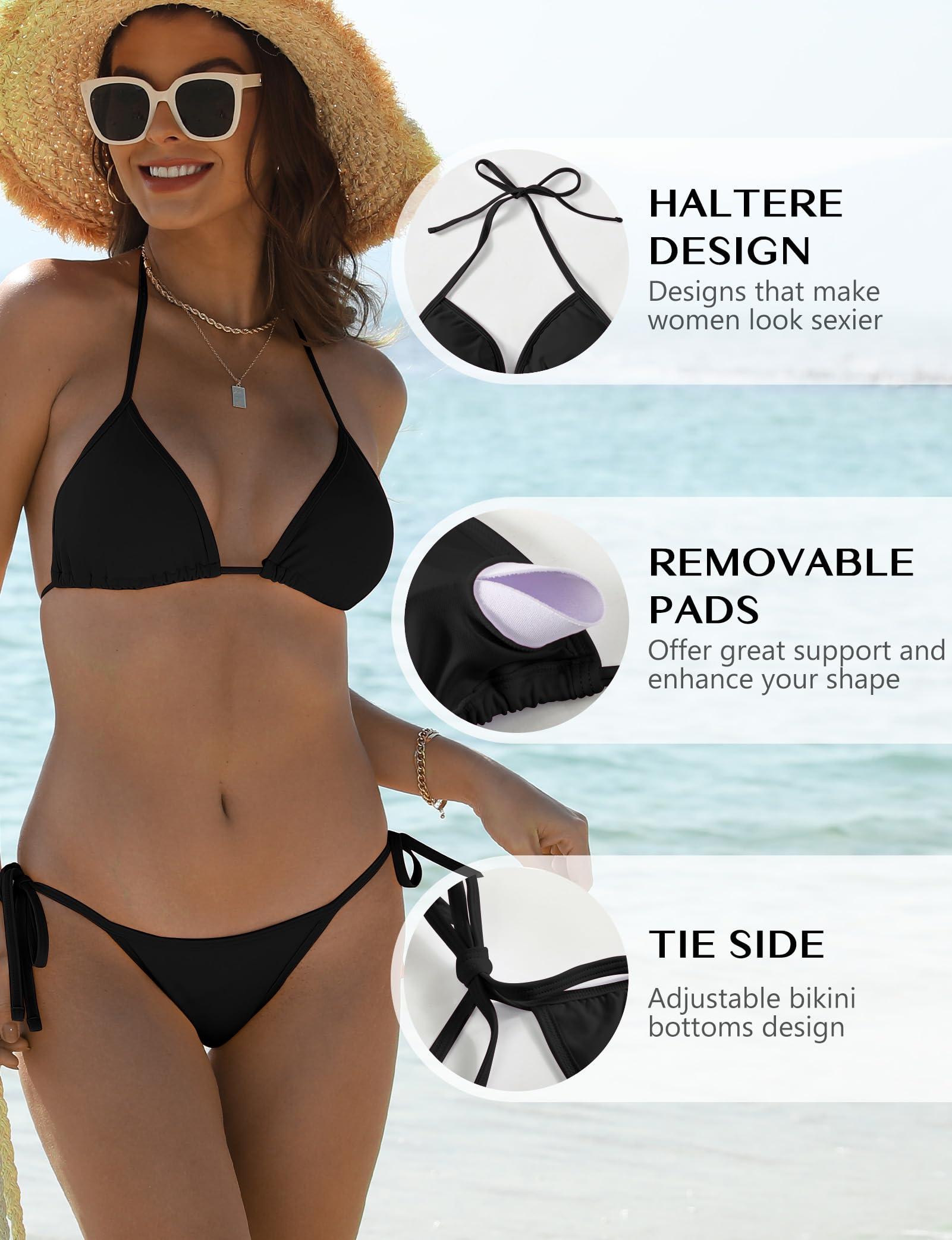 Buauty Bikini Sets for Womens Two Piece Swimsuits Halter String Triangle Bathing Suit Swim Sexy Tie Side Bottom Swimwear - Image 6