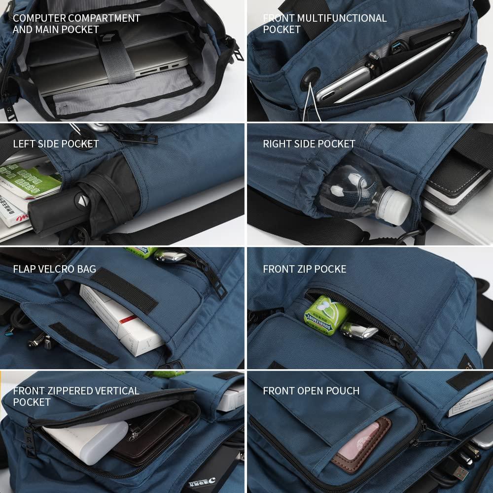 IX INOXTO Mens Messenger Bag Laptop Shoulder Bag Computer Work Office Bag Waterproof Briefcases for Travel Work - Image 6