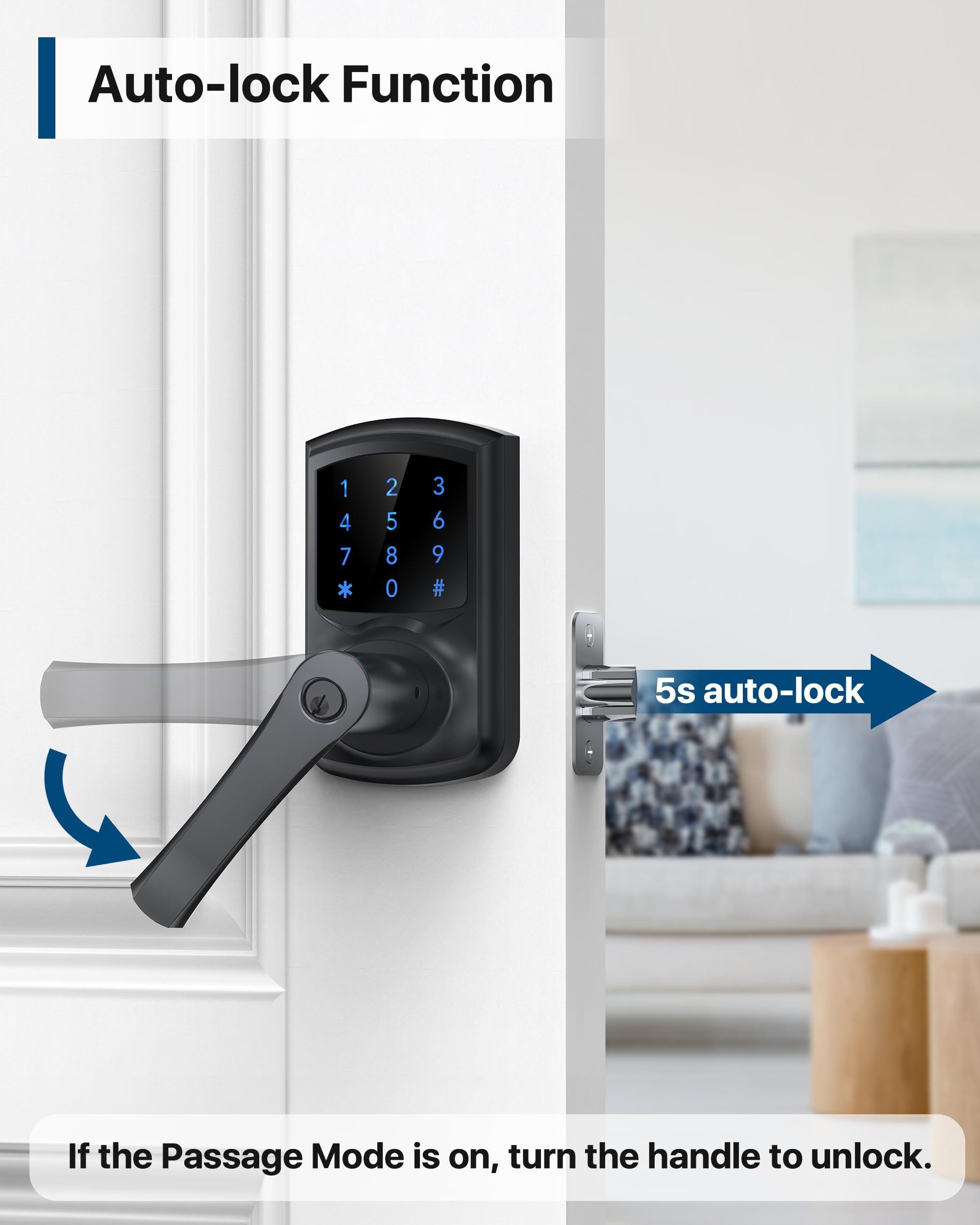 HIDALIFE Keyless Entry Door Lock with Keypad and Handle for Front Doors, Touchscreen, Anti-peep Password, Auto-Locking, Matte Black - Image 7