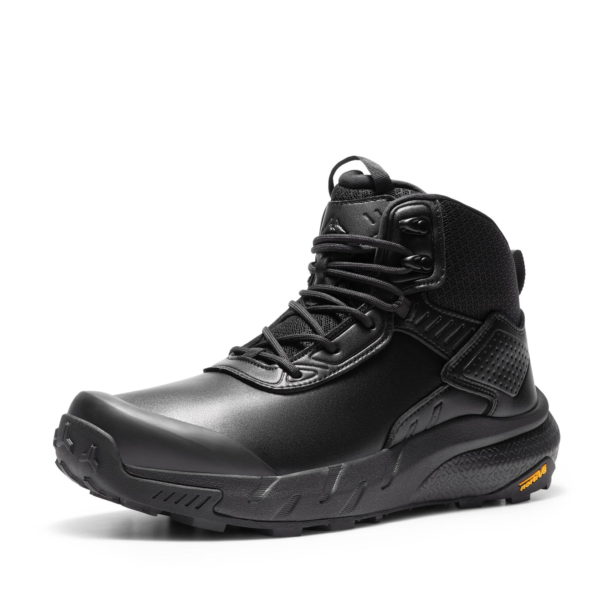 NORTIV 8 Men's Waterproof Military Tactical Work Boots Leather Motorcycle Combat Boots Lightweight Non-Slip Hiking Boots for Men Defender