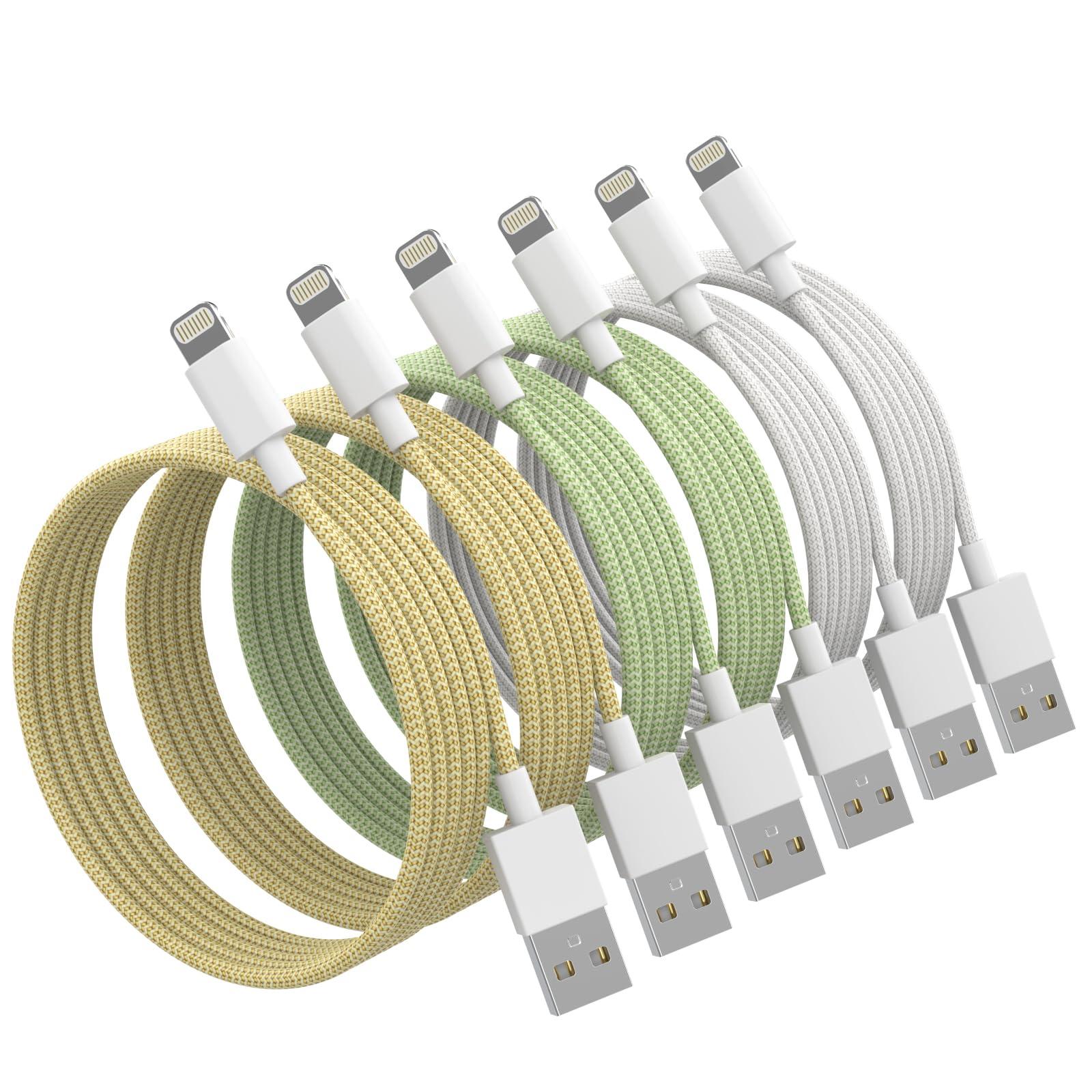 iPhone Charger Cord, [Apple MFi Certified] Lightning Cable, 6Pack (3/3/6/6/6/10 FT) Nylon Braided USB Charging Cable for iPhone 14/13/12/11 Pro Max/XS MAX/XR/XS/X/8/7/6s Plus, iPad