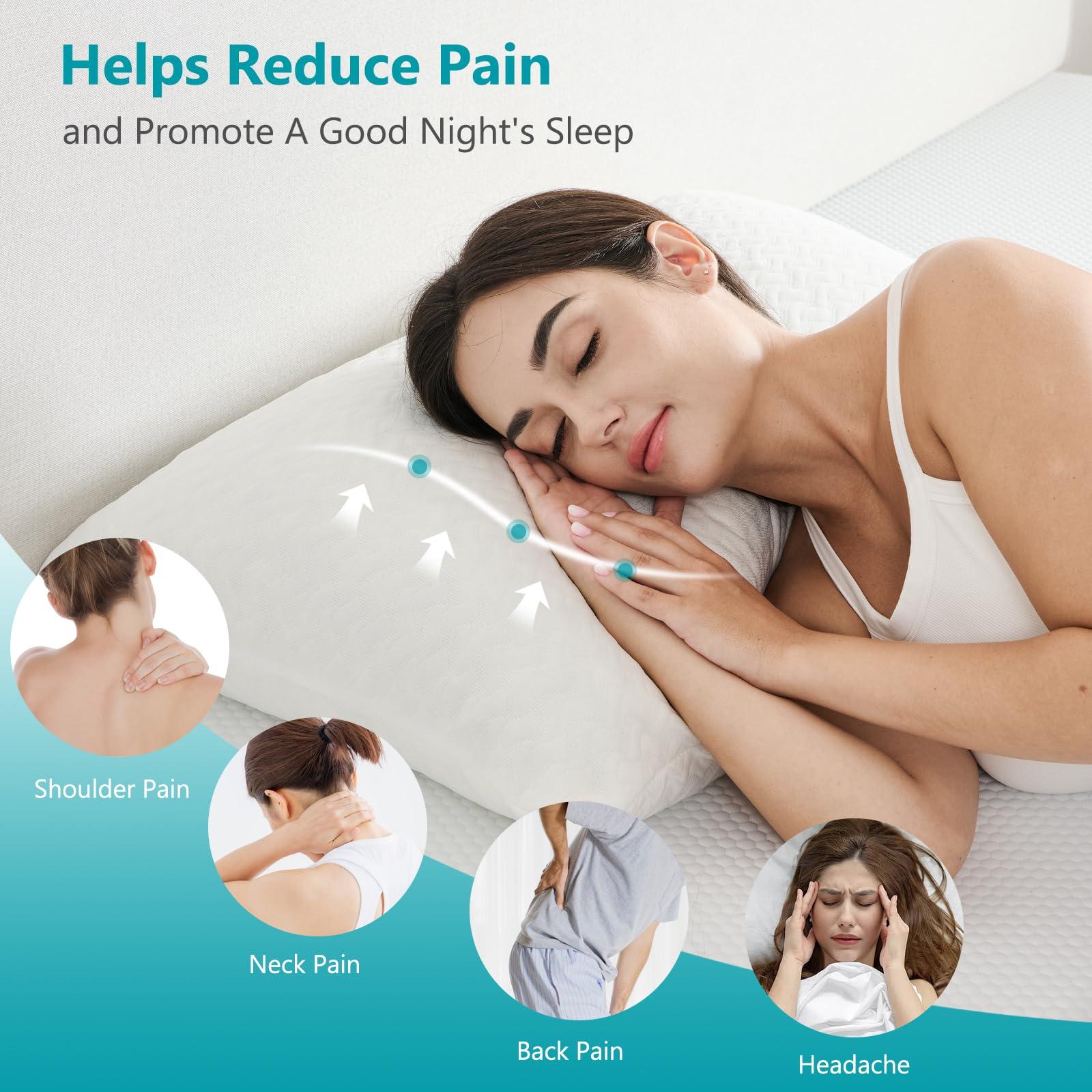 Twolike Shredded Memory Foam Pillows Cooling Bed Pillows 2 Pack, King Size Pillows Set of 2 for Sleeping, Support Soft for Side Back Stomach Sleepers, with Washable Cover, 20X36 - Image 5
