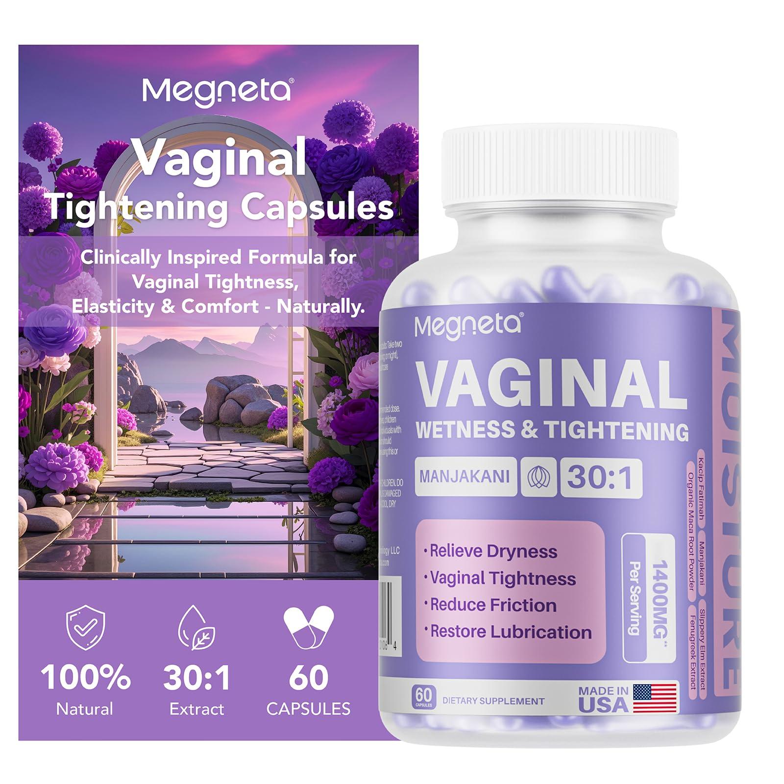 Vaginal Tightening Capsules for Women – Kacip Fatimah, Manjakani & Slippery Elm – Support Elasticity, pH Balance & Intimate Dryness Relief – 60 Vegan Capsules – No Gel or Cream Needed