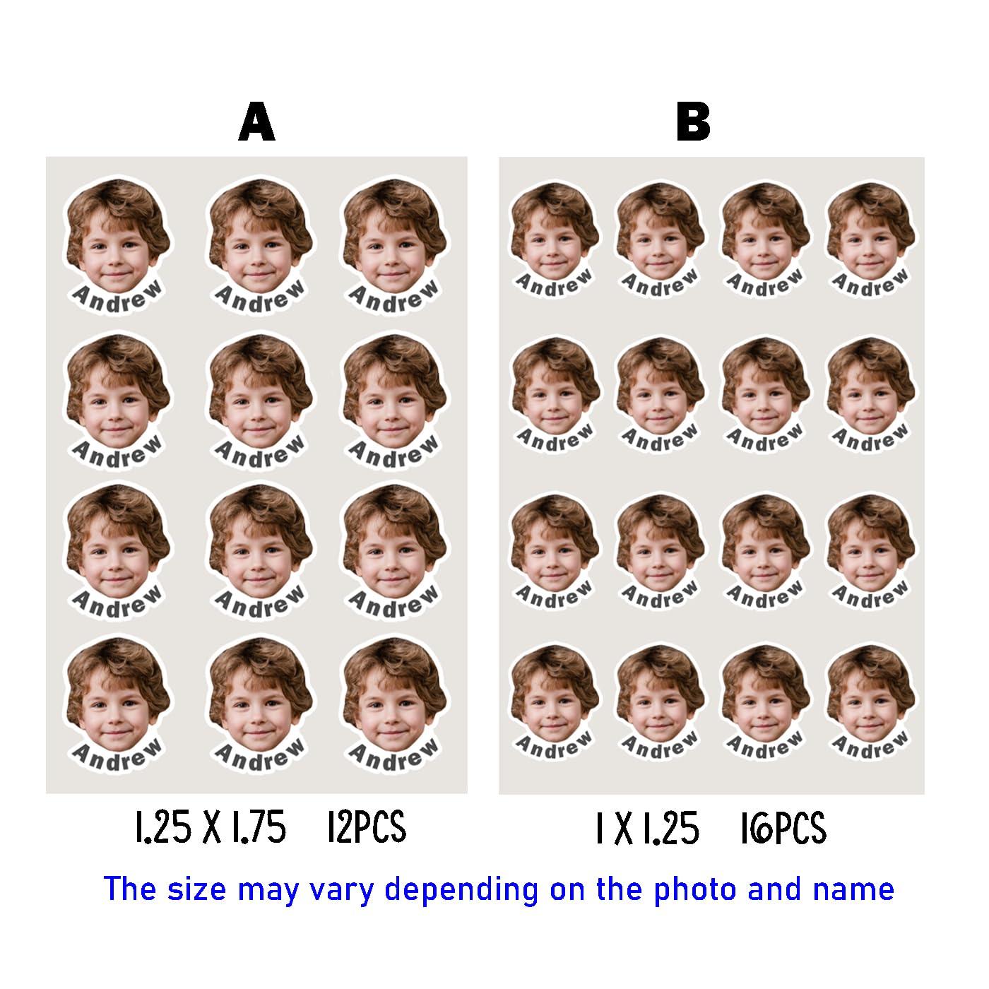 JJJ Design 32 pcs Personalized Face Stickers with name - Portrait Face Photo Stickers for Water Bottles, Lunch Boxes, Phone Cases -Holographic Waterproof Dishwasher Safe (BB) - Image 6